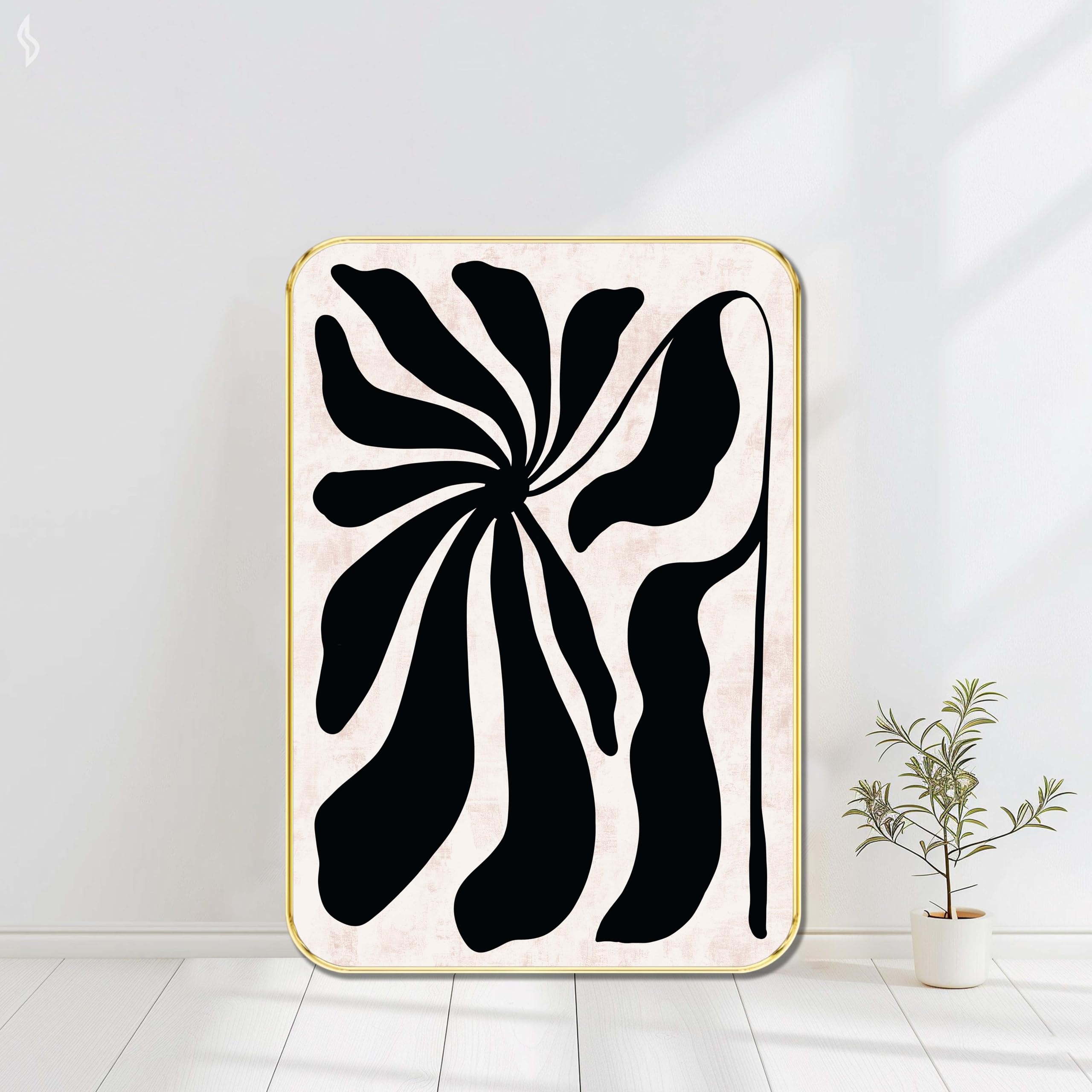 Livin'luxe Abstract Botanical Wall Art in Black – Minimal Leaf-Inspired Modern Design on Beige Texture Background |Gold Frame MDF Panel for Living Room, Office Décor (13.5 Inch x 19.5 Inch) MG01-381-image-9