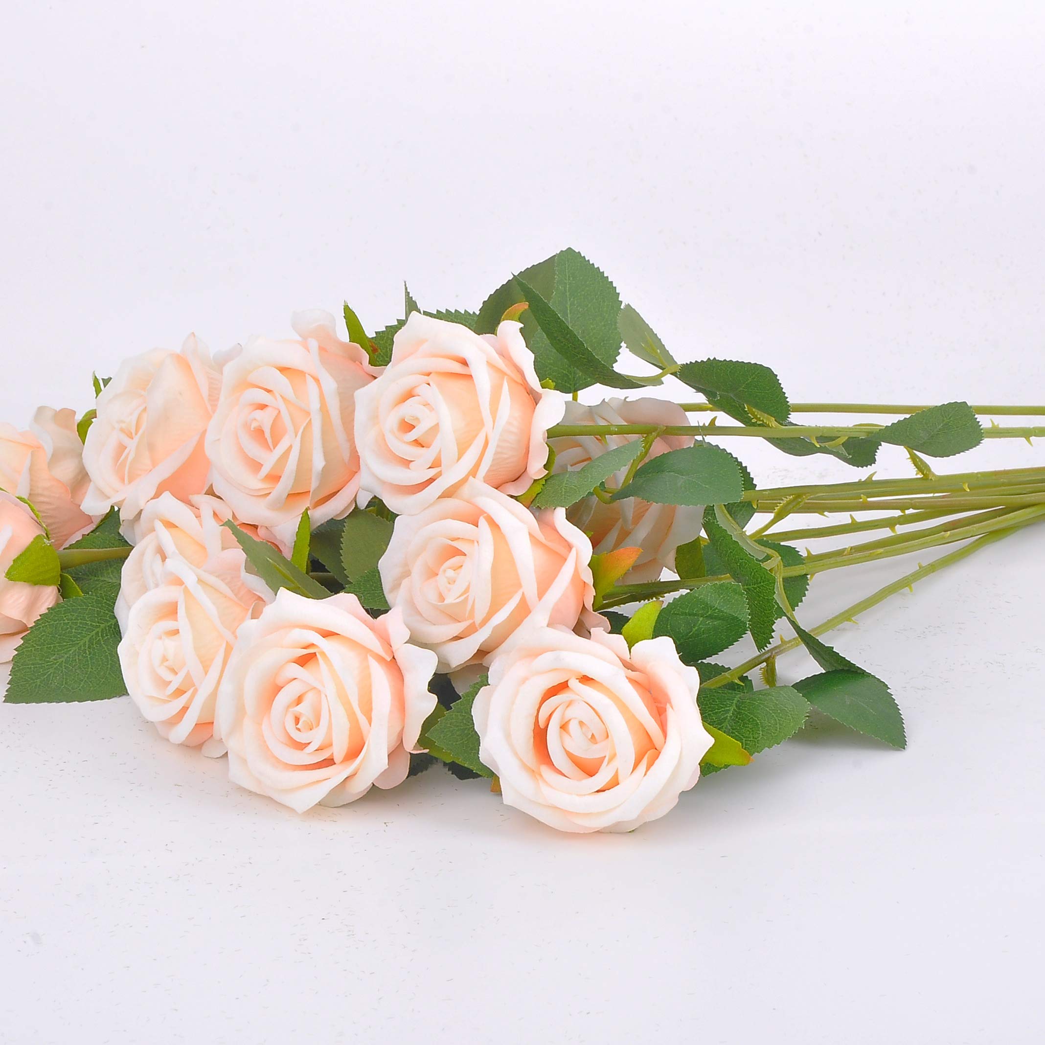 50 Rose Artificiali In Velluto Di Seta CnKnight: Teste Di Fiori Con Stelo In Metallo, Per Bouquet Sposa E Decorazione - 2