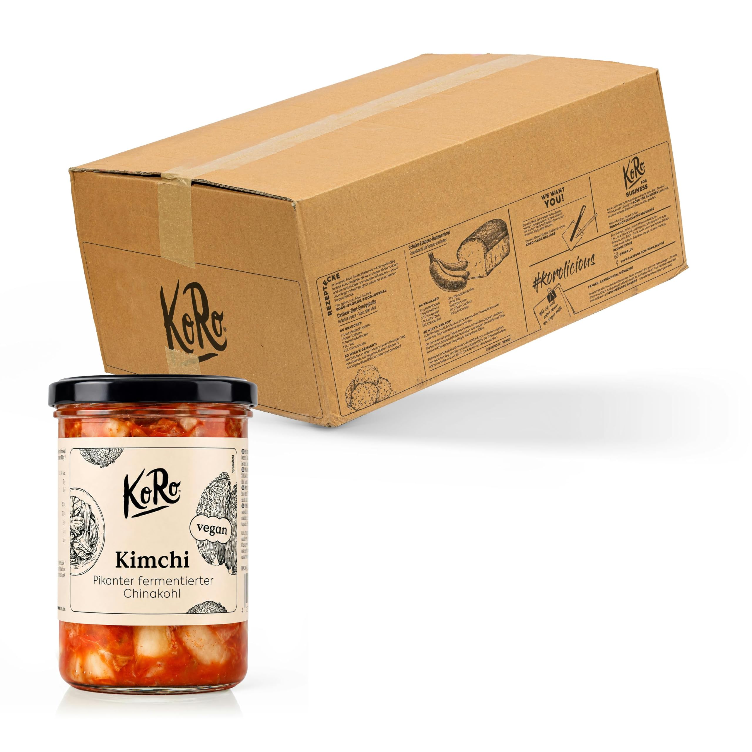 KoRo - Kimchi - RIcetta tradizionale coreana a base di cavolo fermentato - Con peperoncino, aglio e zenzero - Vegan