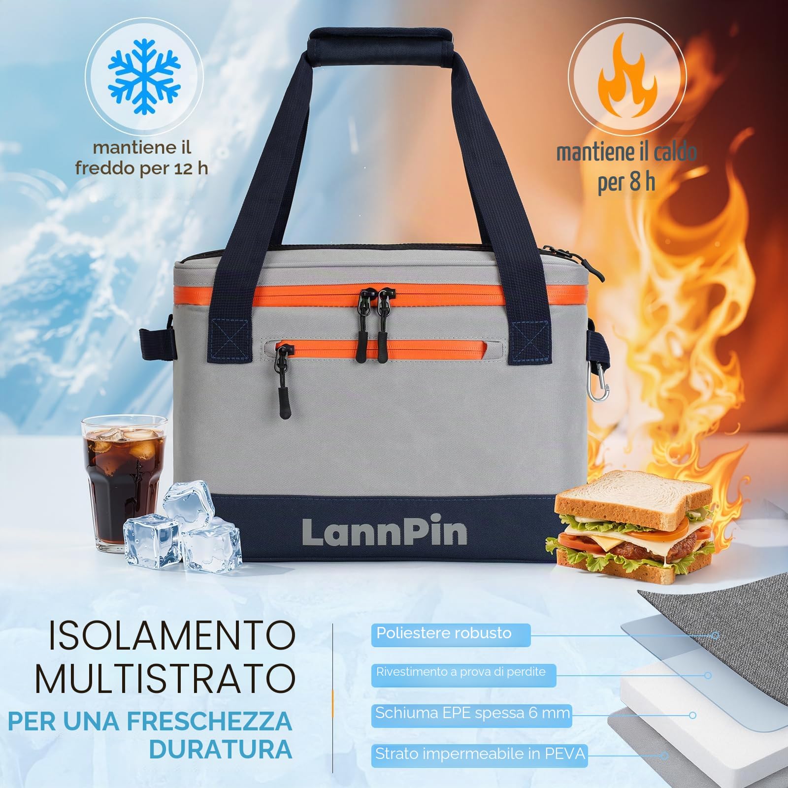 Paddle Board Cooler 33 lattine grande SUP Cooler Paddle Board Accessori, a prova di perdite, Kayak Cooler Bag Camping Cooler per picnic, lavoro, gite di un giorno, apribottiglie incluso