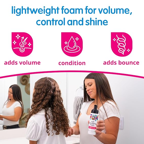 SoCozy Hair Mousse for Kids, Curl Volumizing Foam Mousse for Curly Hair (6 Fl Oz) Enhances Shine & Volume, Gentle Formula with Panthenol, Hydrolyzed Proteins & Keratin, Paraben & Sulfate-Free