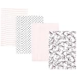 Hudson Baby Unisex Baby Cotton Flannel Burp Cloths, Pink Bows 4 Pack, One Size