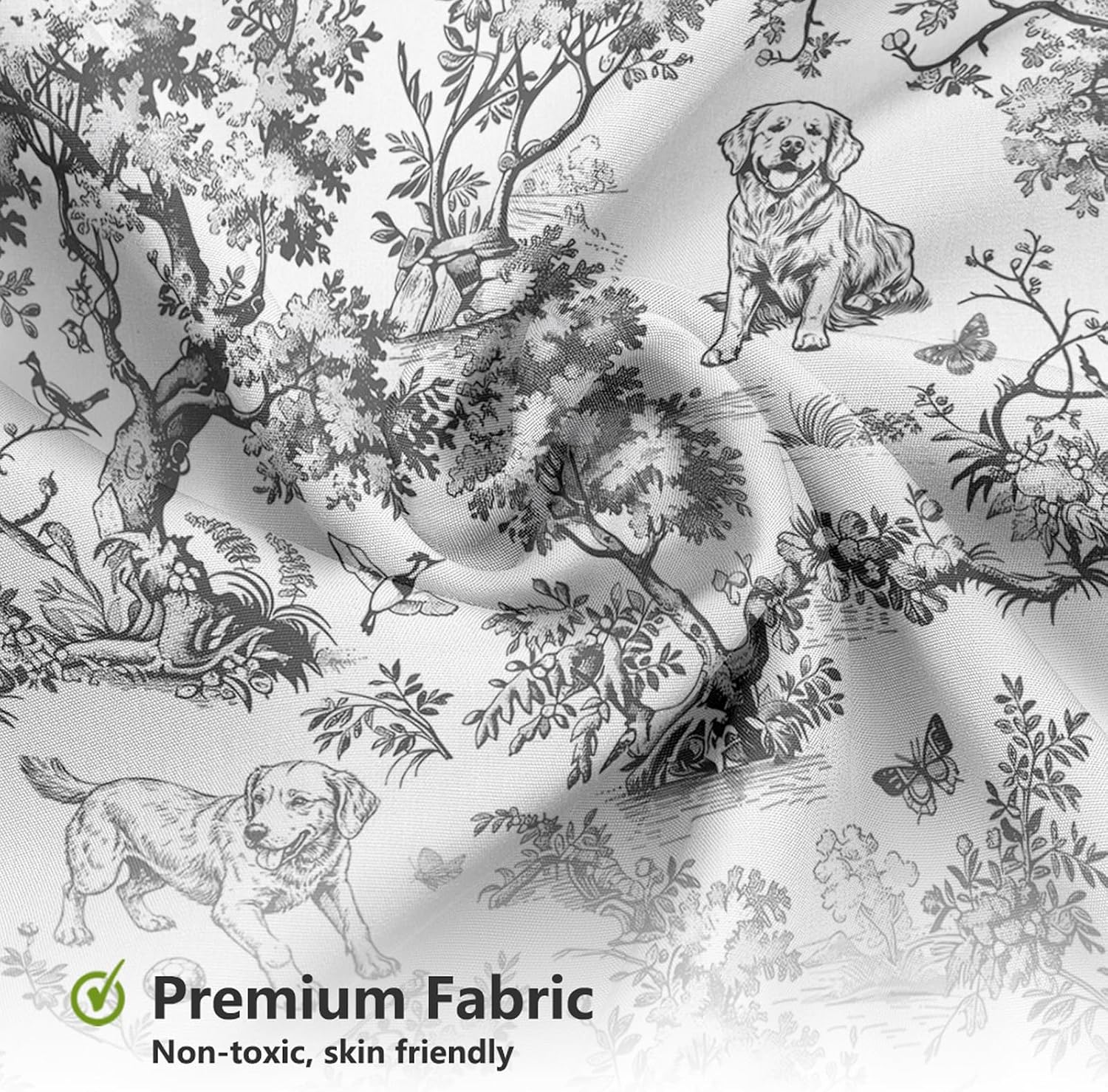 MEHOFOND Toile Vintage Dog Shower Curtain Gray Farmhouse Bath Curtain image 4