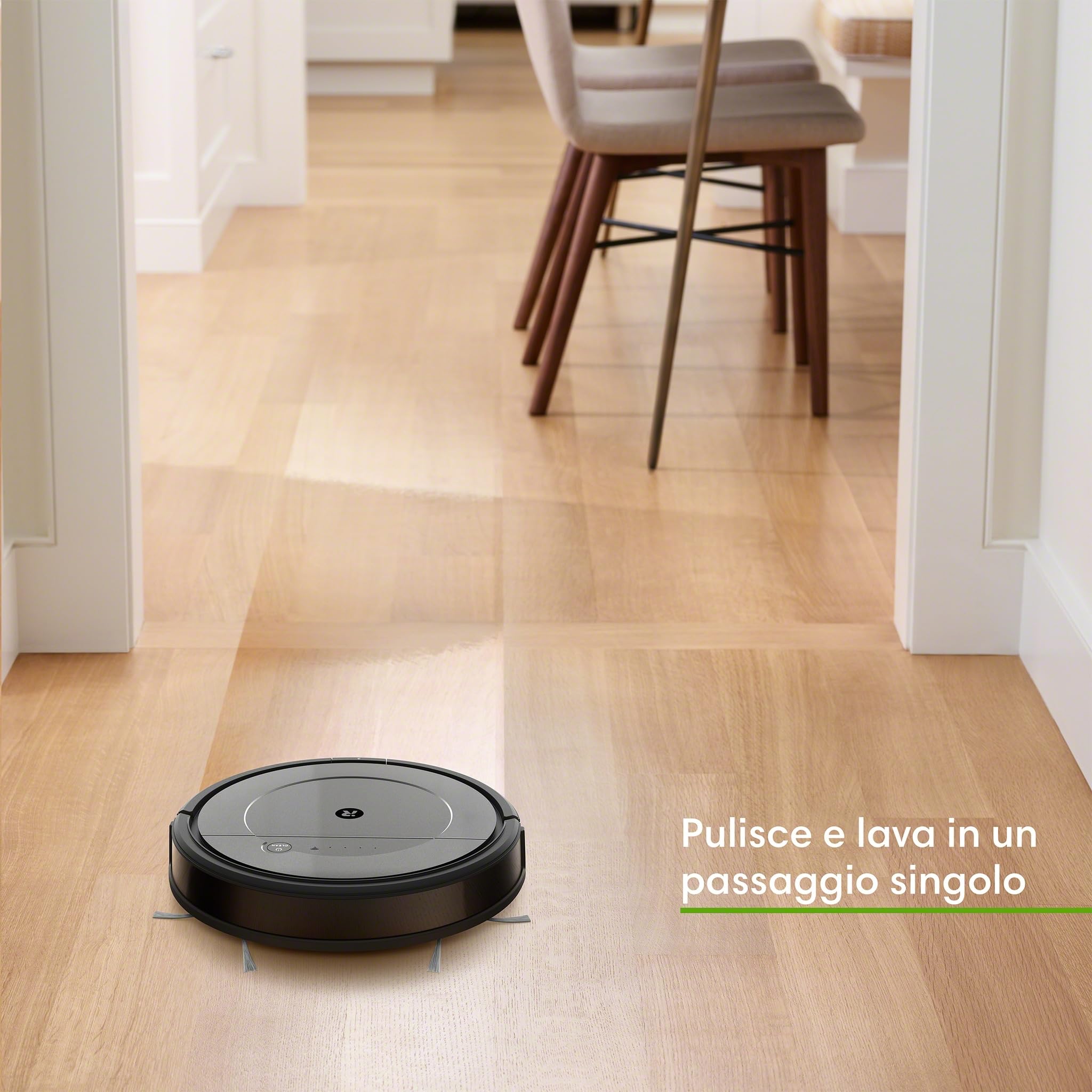 iRobot Roomba Combo i5+, Robot Aspirapolvere Lavapavimenti, Base Autosvuotante, Mappatura Intelligente, Wi-Fi, Rilevamento Ostacoli, 2 Spazzole Multi-Superficie, App e Assistente Vocale