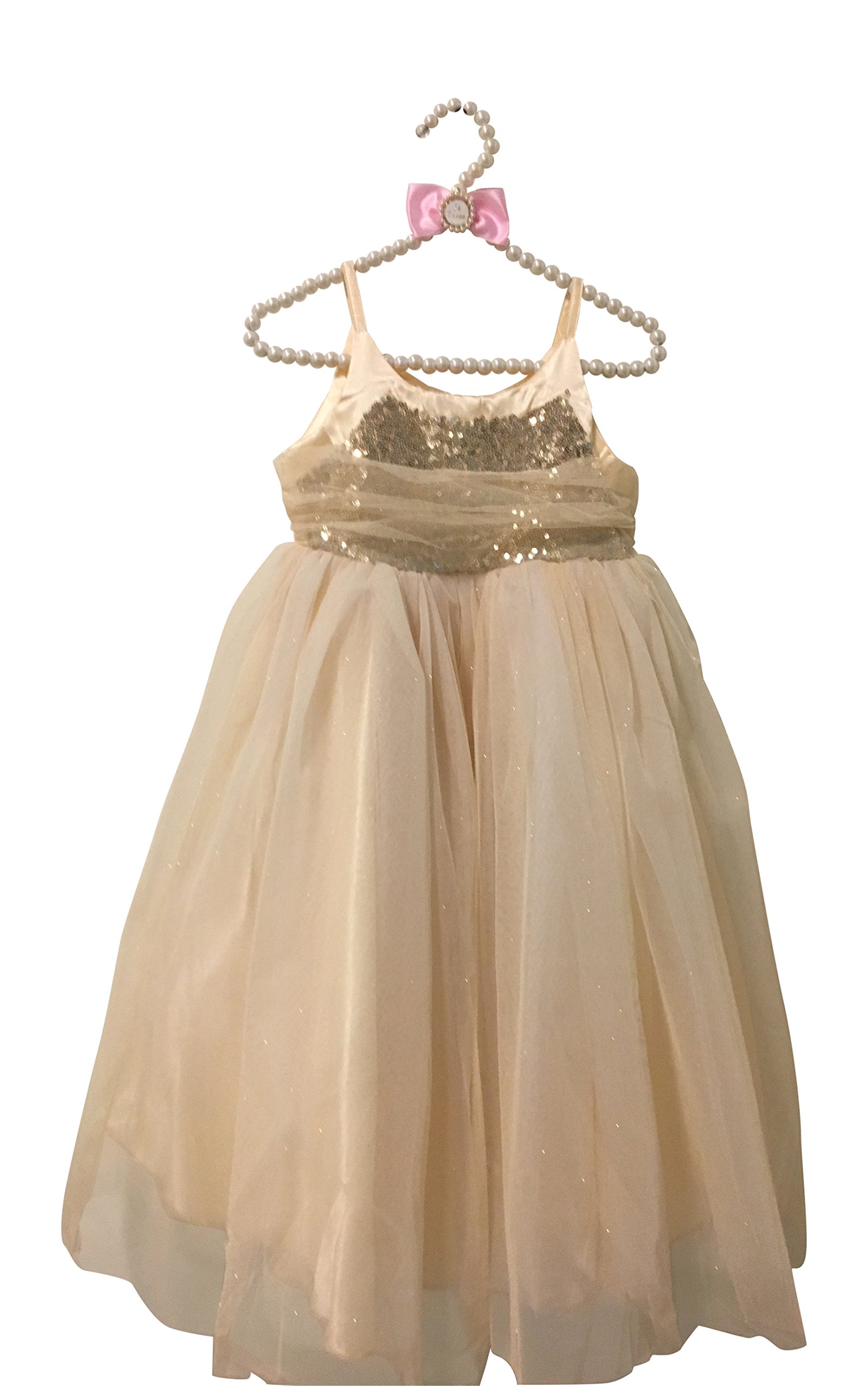Valencia Little Girl Glitter Tutu Cute Long Dress Peach (5)