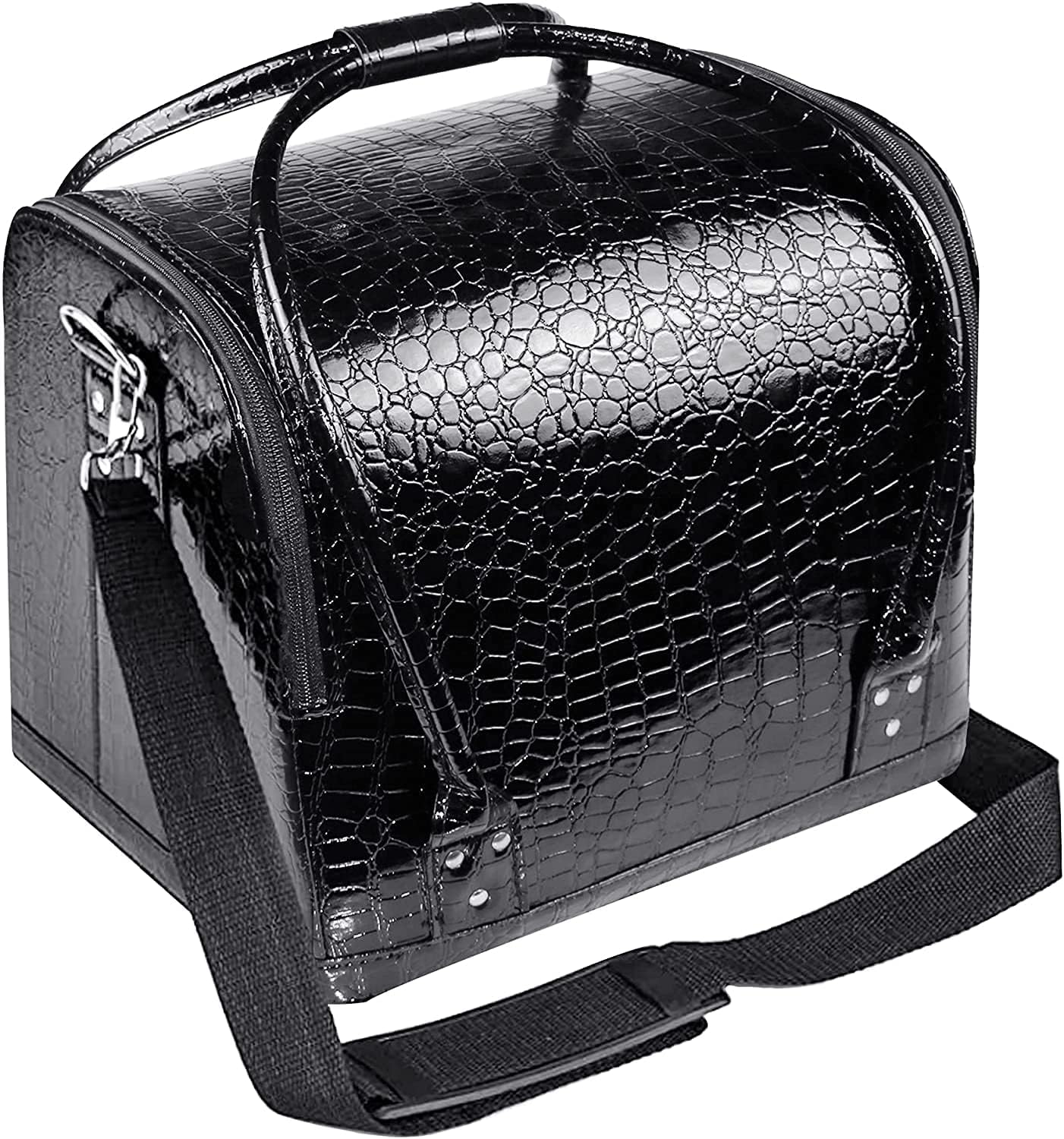 Adson Professional Beauty Make Up Case Nail Cosmetic Box Vanity Case (BLACK)-image-46