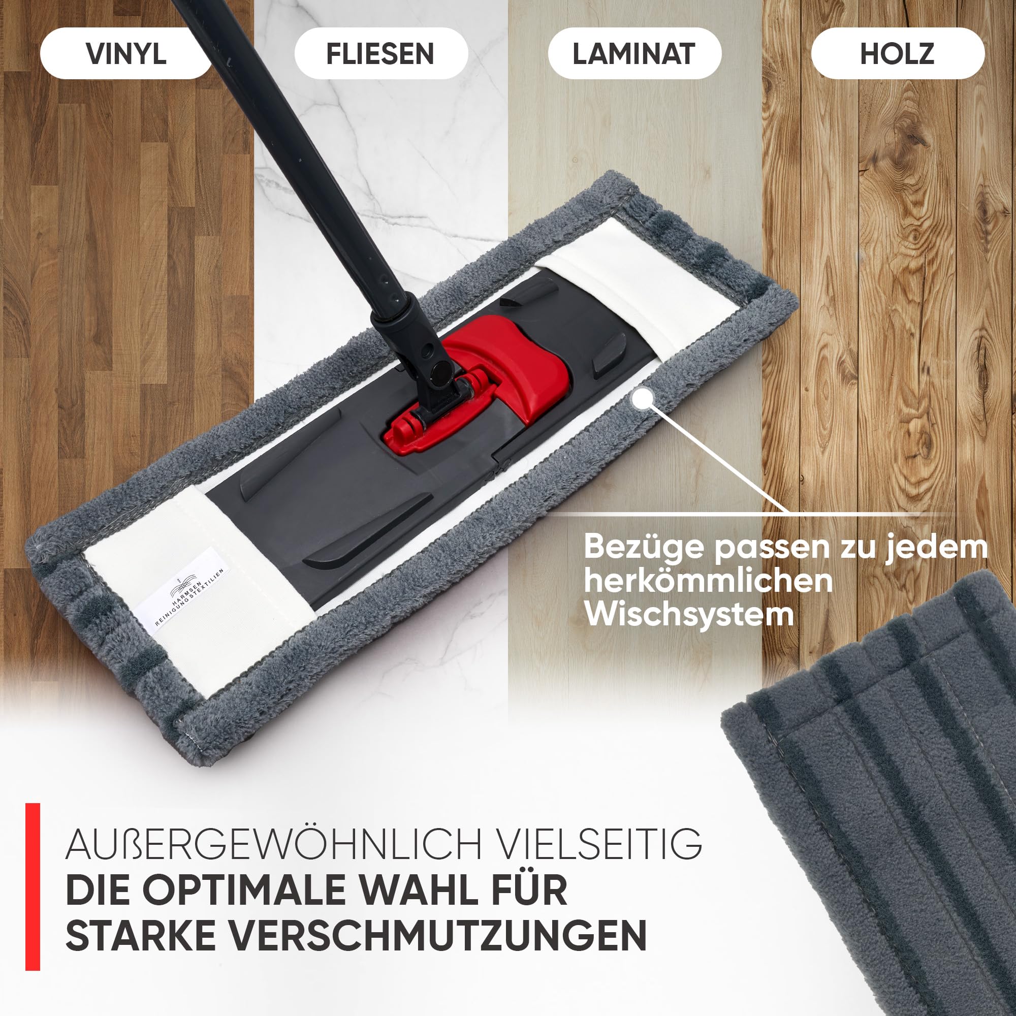 pokrowiec na mop do silnych zabrudzeń – wycieraczka do podłogi – wariant 40 cm – zestaw 10 sztuk