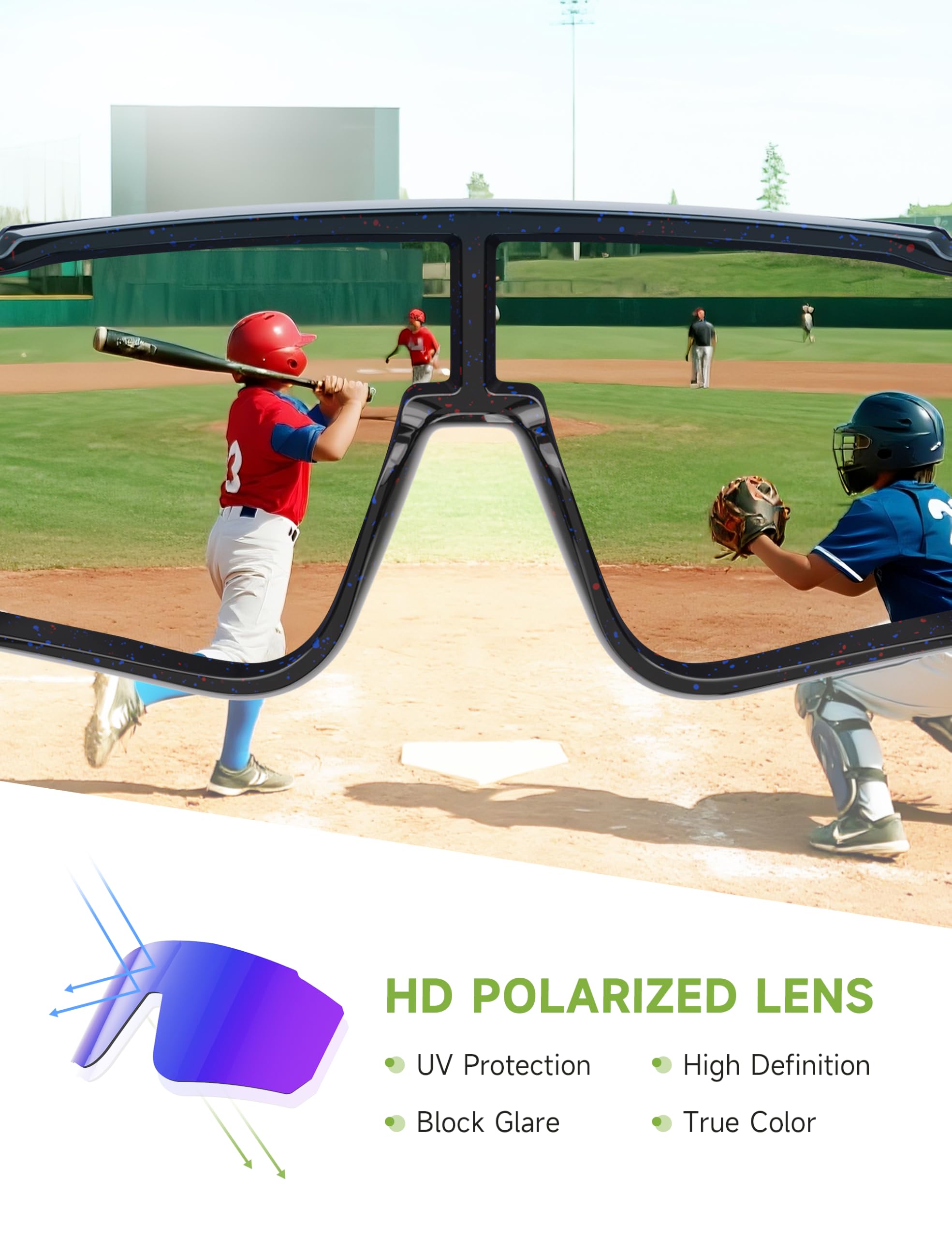 Polarisierte Sonnenbrille für Herren und Damen, Herren, leichte UV-Sonnenbrille zum Angeln, Fahren, Golf