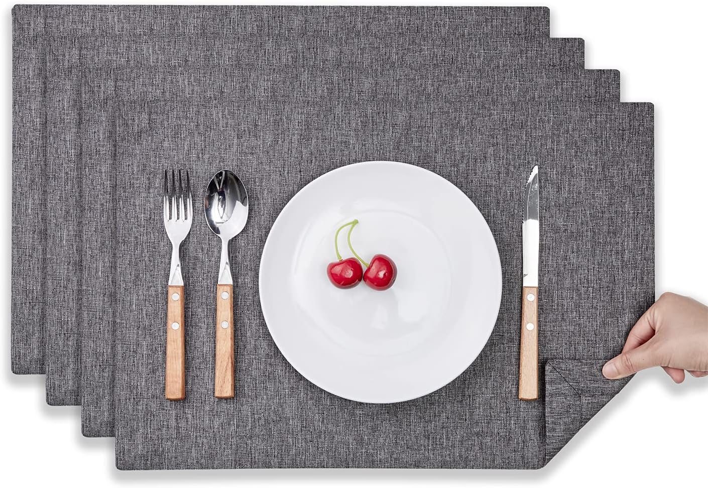 Mebakuk Cloth Placemats Set of 4, Machine Washable Linen