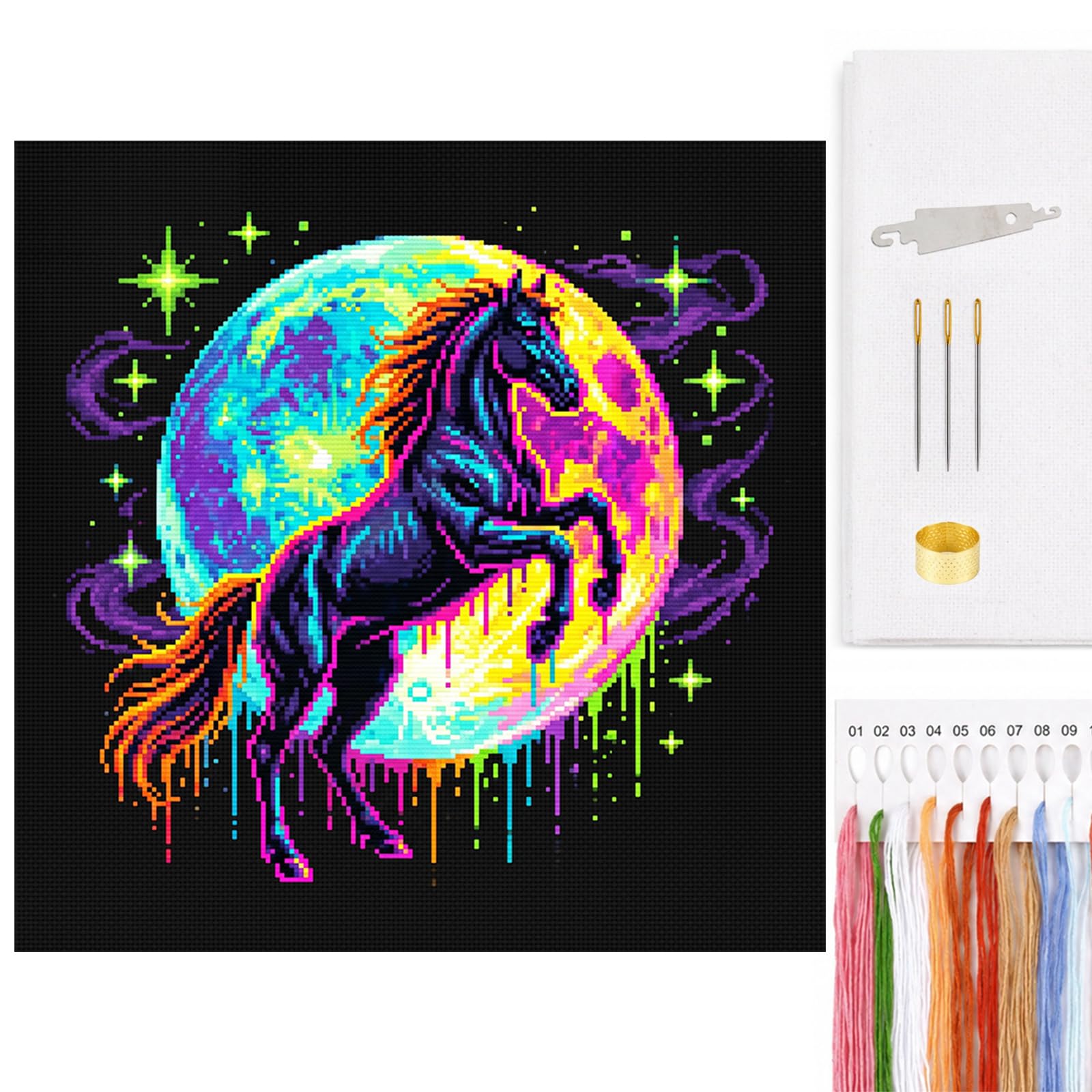 Animal Full 14CT 2 Strands DIY Cross Stitch Kit 11.81x11.81inch Embroidery Craft for Beginners Adults Home Decor