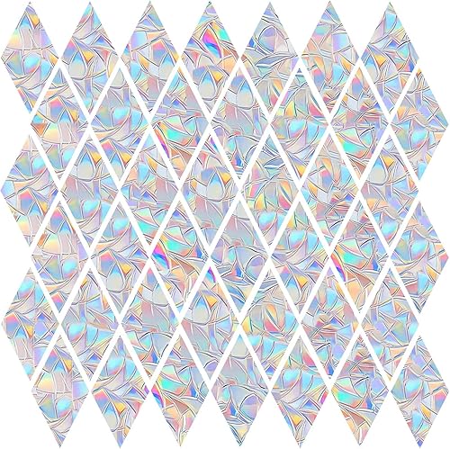 Miniatura 1 de Calcomanías de ventana para golpes de pájaros, 42 rombos anticolisión para salvar a los pájaros de colisiones de ventanas, adhesivos prismáticos no