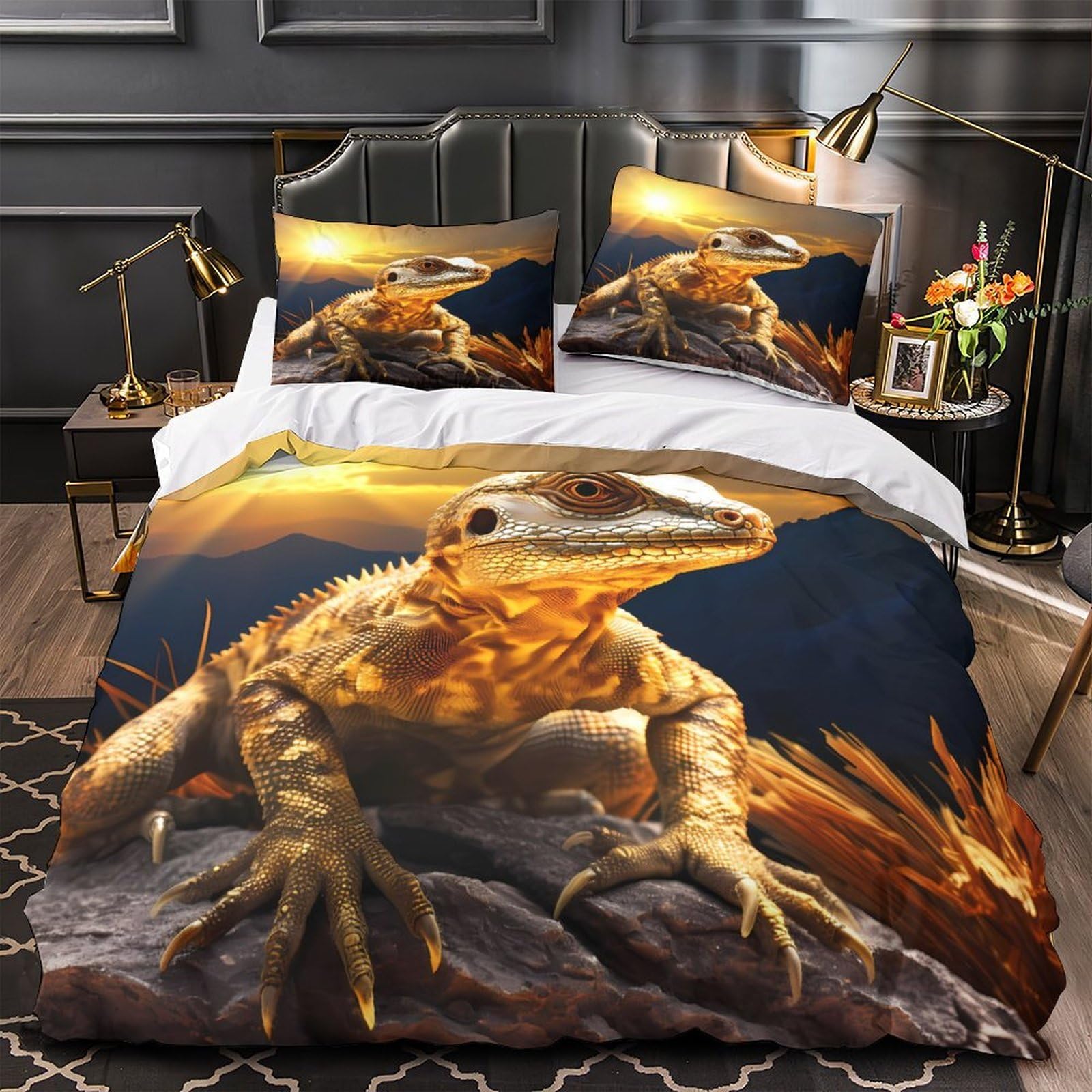 Parure de lit lion ultra douce et respirante housse de couette hypoallergénique king