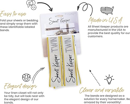 Miniatura 2 de Organización de armario fabricada en los Estados Unidos  Organizador de sábanas  Organizador de armario, bandas de sábanas de ropa de cama