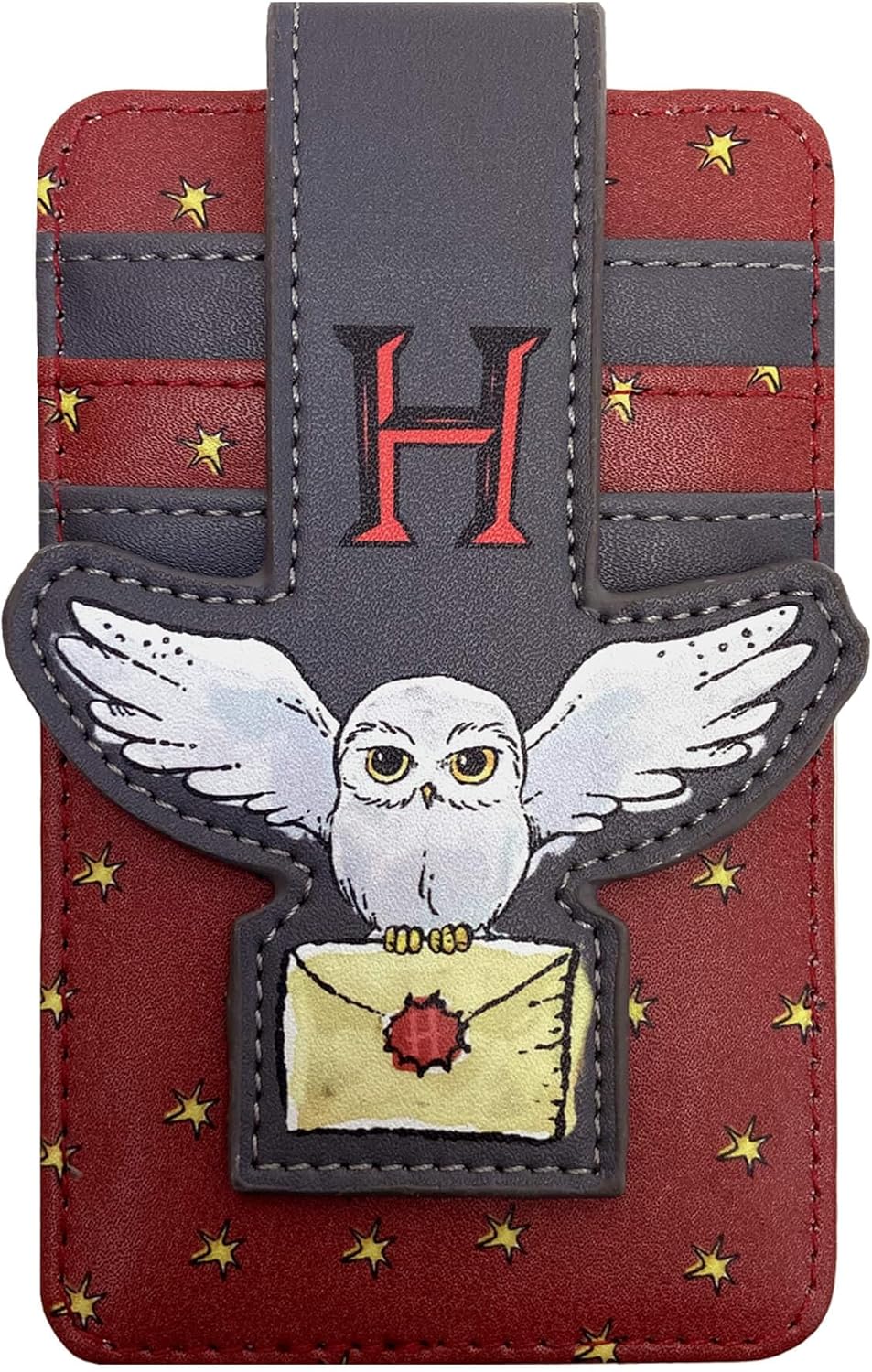 Harry Potter Card Holder Owl Hedwig Wallet Slim Compact (Maroon)
