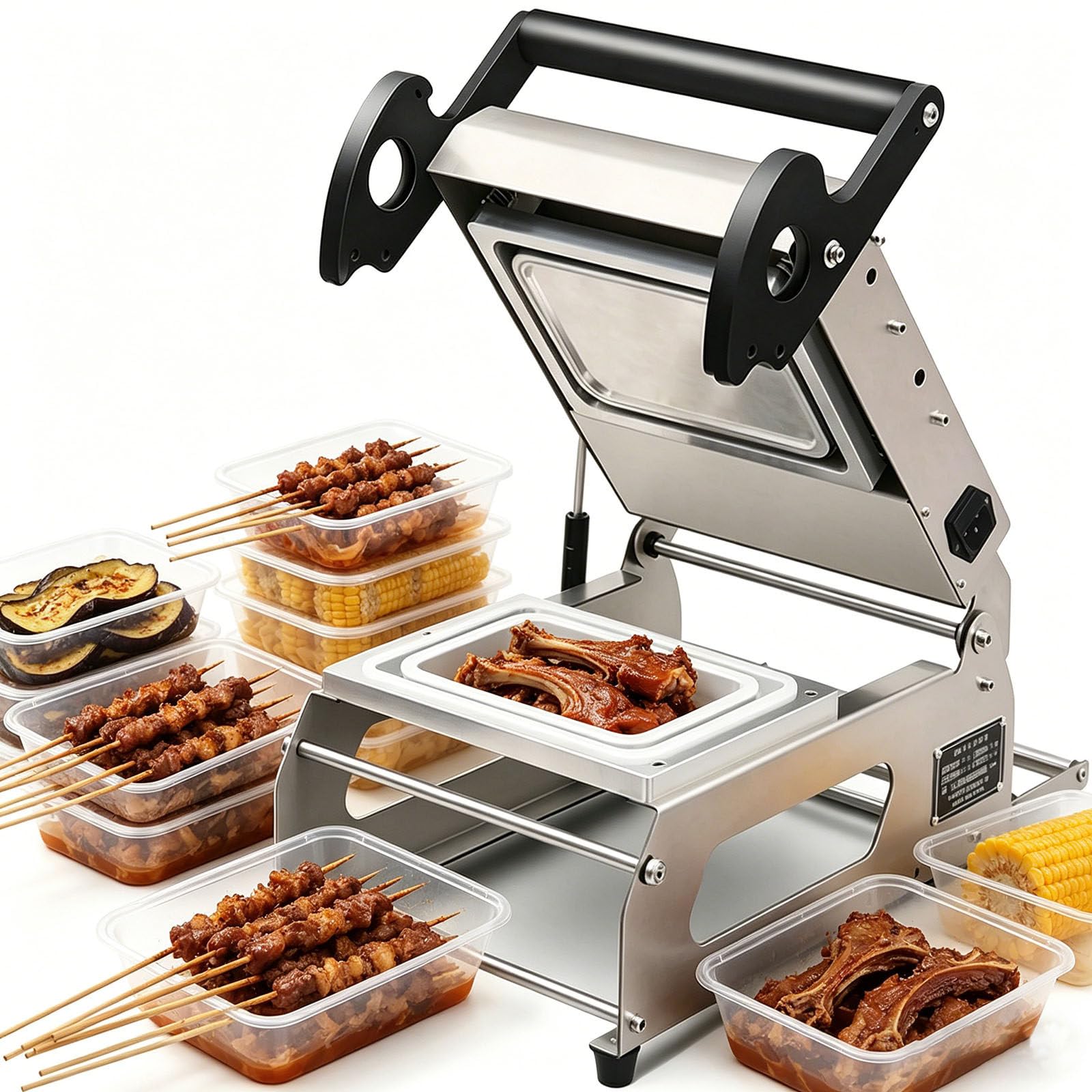MáQuina Termoselladora para Envases de Comida RáPida, Sellado Manual para Bandejas y Bowls, ProduccióN 7-10 Unidades/Min, para FruteríAs, PescaderíAs, Obradores de Pan, CarniceríAs