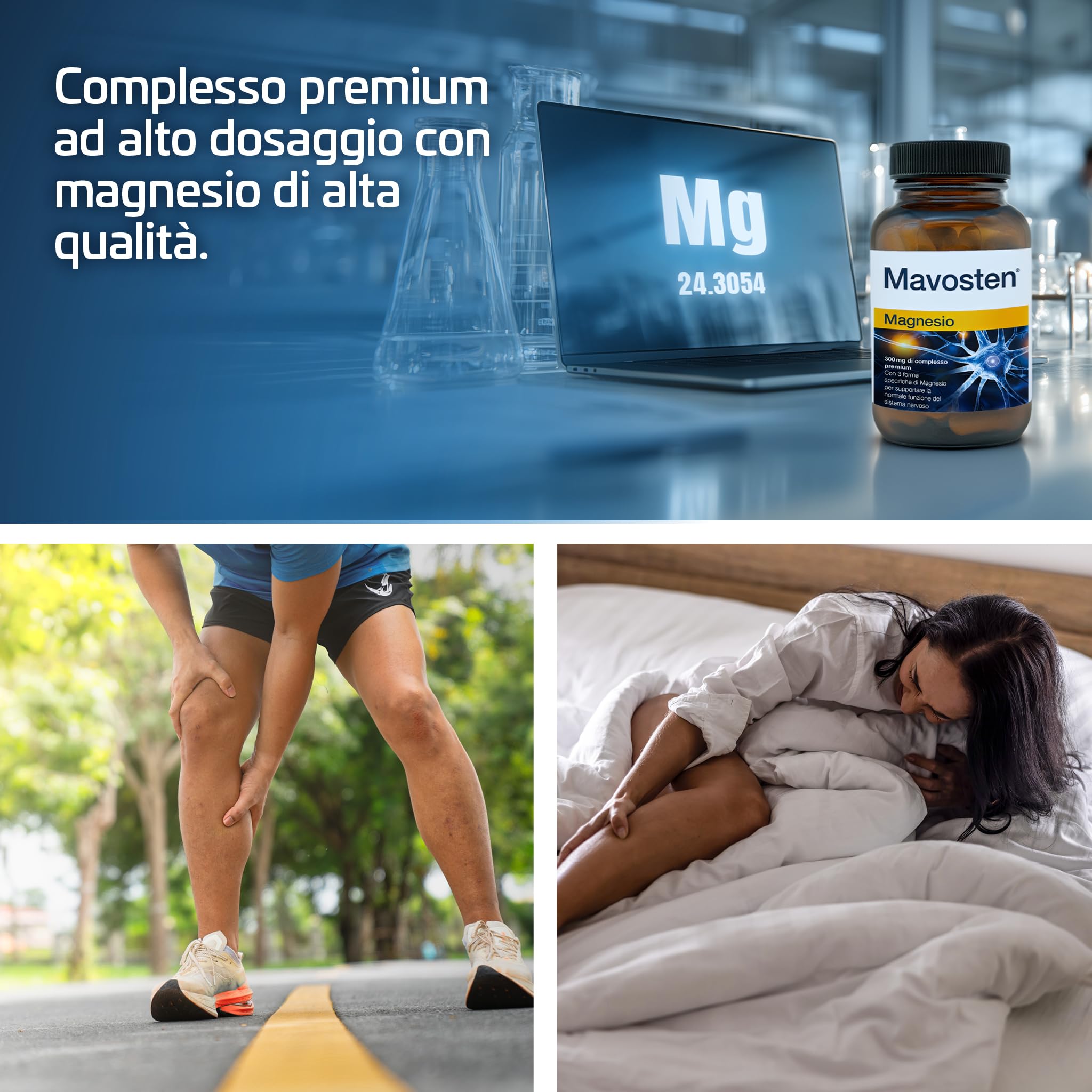 Mavosten® Magnesio [60 capsula] – complesso premium ad alto dosaggio con magnesio bisglicinato | elevata biodisponibilità | testato in laboratorio | vegano | dallo specialista del sistema nervoso