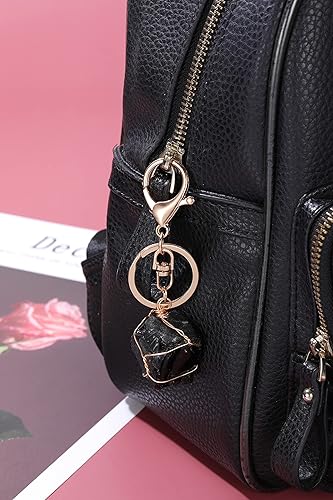 Miniatura 4 de Jovivi Llavero de piedra de cristal de cuarzo natural crudo envuelto en alambre irregular con piedras preciosas curativas para mujeres y hombres