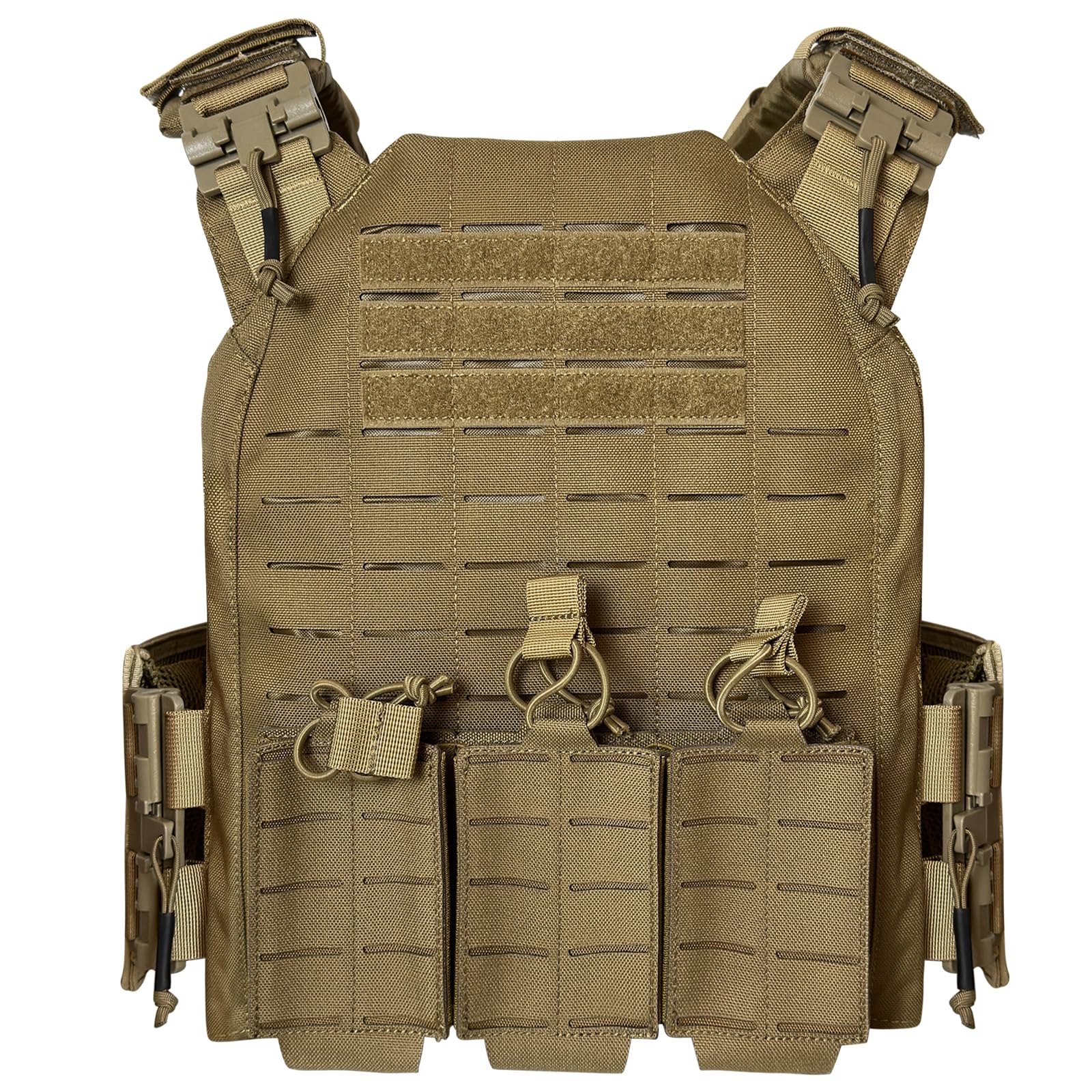 Hehyxade Nylon Fabric tactical suit Quick Release Vest with Hydration Backpack and Triple Tool Pouch (Brwon)