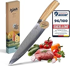kjøk Premium Professional Chef's Knife 20cm Hardness 58±2HRC with Olive Wood Case and Handle - High Quality 20cm Ultra Sharp Japanese Kitchen Knife for Chefs and Cooks