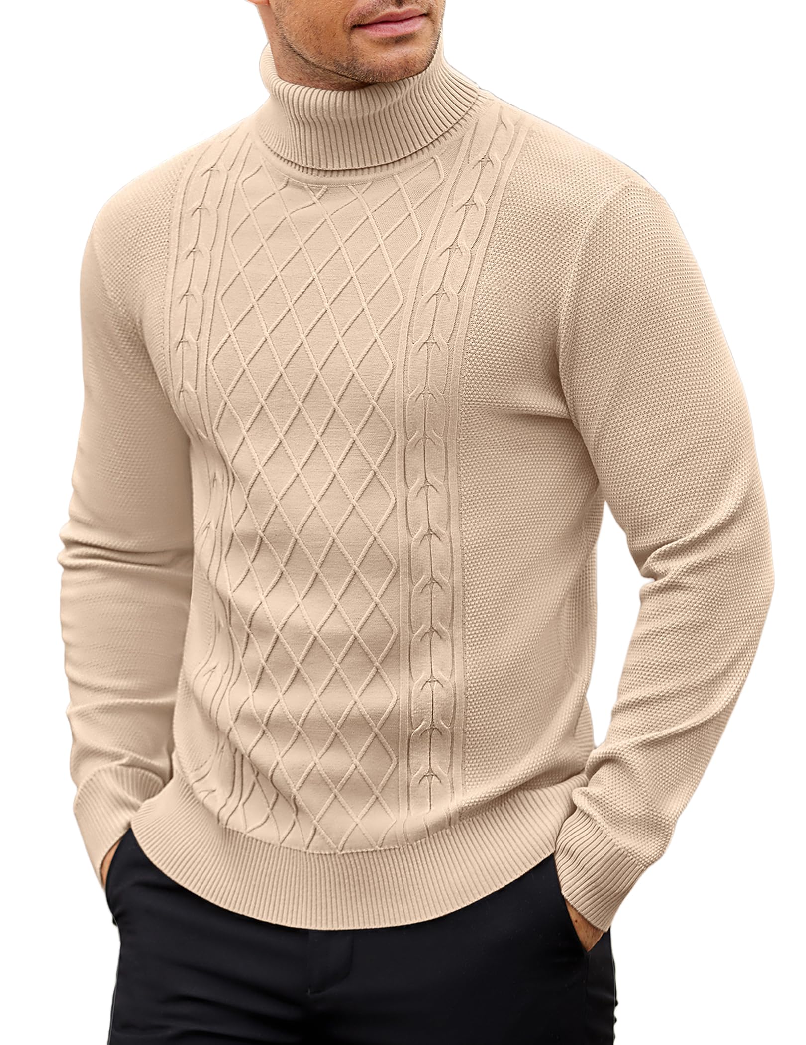 COOFANDY Herren Rollkragenpullover - Dünner Feinstrick Stehkragen Winterpullover