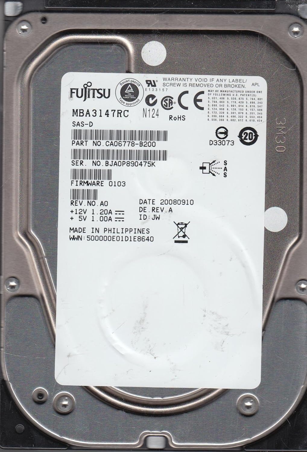 Amazon.com: MBA3147RC, PN CA06778-B200, Fujitsu 146GB SAS 3.5 Hard ...