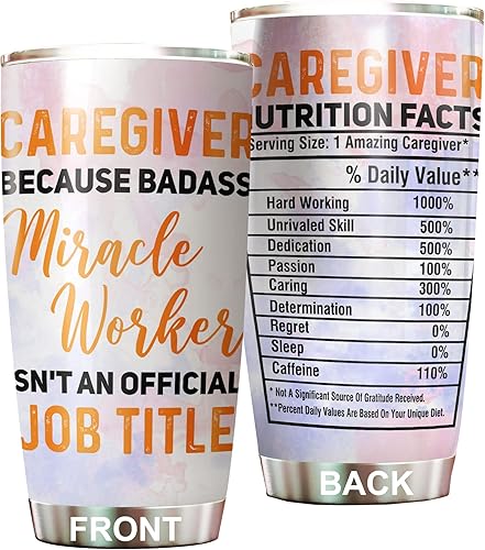 MEDROC Vaso para cuidadores de acero inoxidable de 20 onzas regalo milagroso para cuidadores de trabajadores para cumpleaños Navidad regalos del Día
