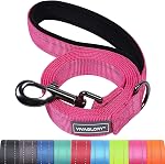 VIVAGLORY Dog Leash Dog Training Walking Leash Heavy Duty Comfortable Padded Handle Reflective for Safety Dog Leashes for Medium & Large Dogs, Black | with Soft Padded Handle for Training & Walking, Heavy Duty & Double Layer Nylon Pet Puppy