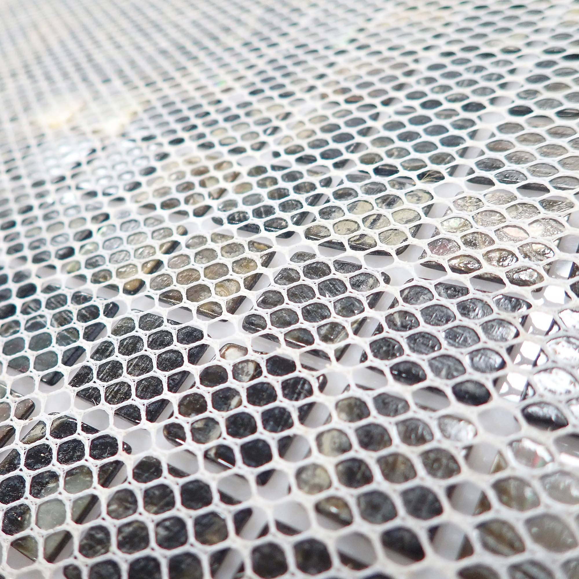 Incudo Pure White Mother of Pearl Herringbone Mosaic Tile - 270x287mm, Mesh Backing - Image 3