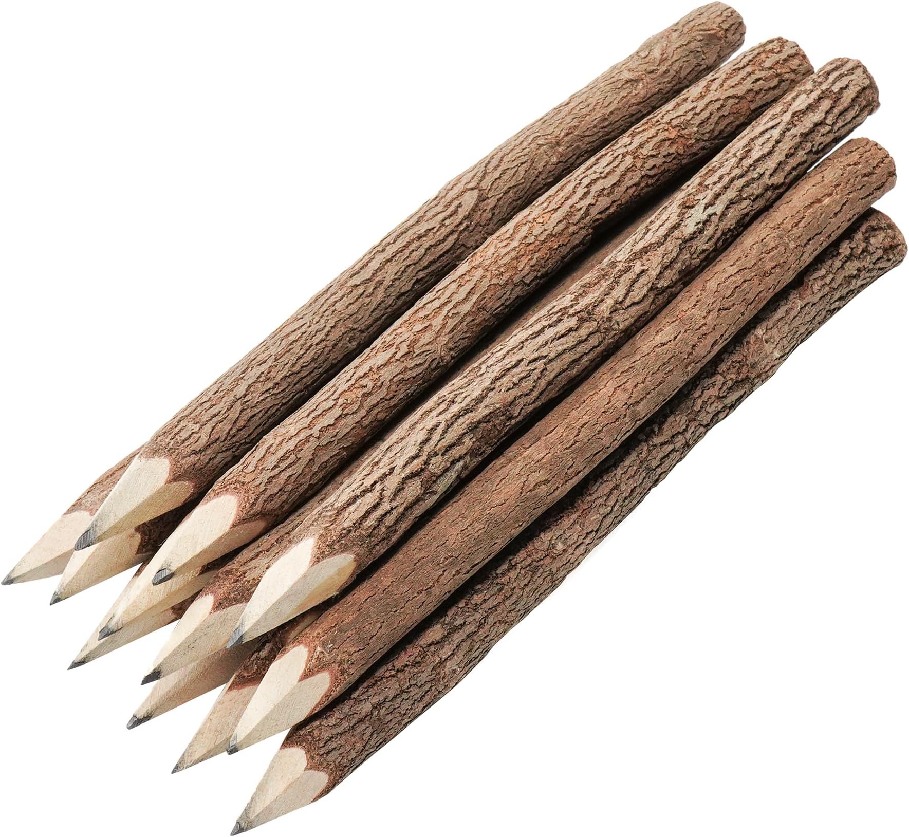 BSIRI Black Pencils Wood Pack of 12 in 7 Inch Tree Bark Wooden Favors in Rustic