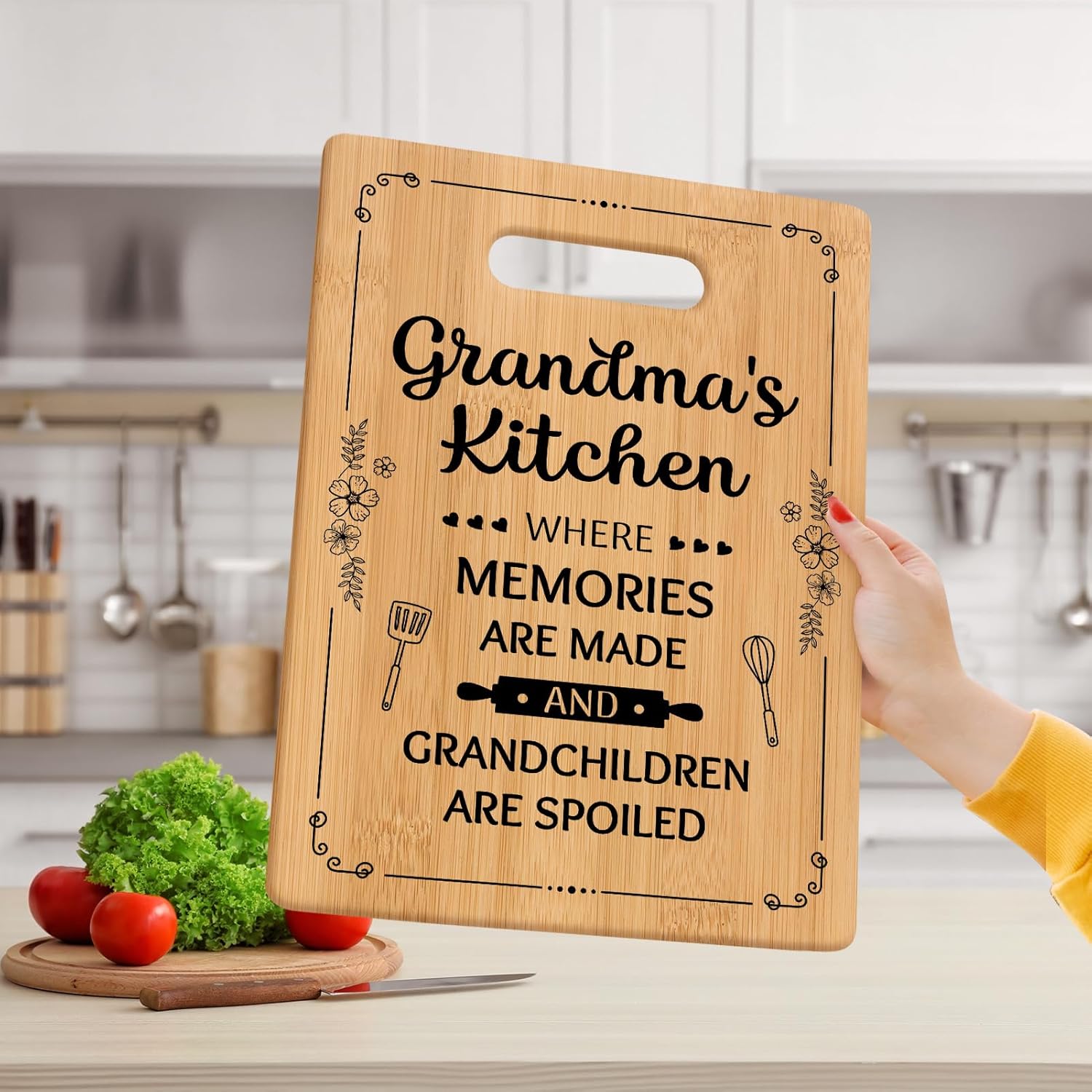 Grandma Gifts, Grandma Birthday Gifts - Unique Cutting Board - Best Gifts for Grandma from Grandchildren - Thoughtful Mothers Day Christmas Gifts for Grandma Grandmother Gift Ideas 13.2x9.3 in
