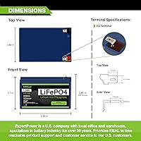 Vista 2 de ExpertPower Batería de litio LiFePO4 de 12 V 12 Ah, cargador inteligente de 12 V 1 A DC 5521 macho y clips de cocodrilo Coche de juguete