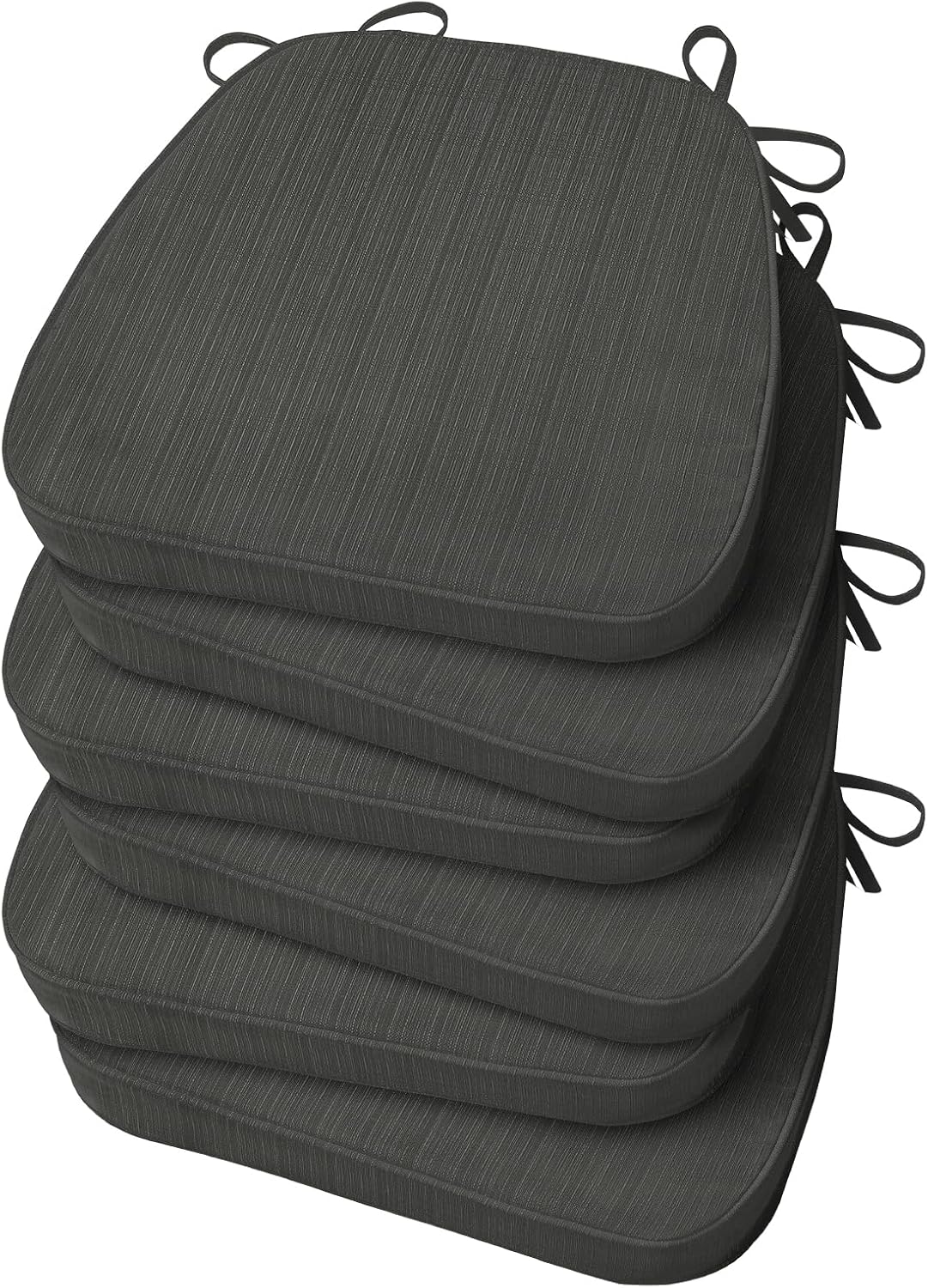Basic Beyond Chair Cushions for Dining Chairs, D-Shaped Kitchen Chair Cushions with Ties Set of 6, 2.5" Thick Seat Cushions for Dining Room/Kitchen Chairs, 17" x 16", Dark Grey Grey 6 Count(Pack of 1)