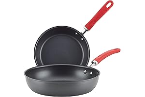 Rachael Ray Create Delicious 9.5" and 11.75" Deep Hard Anodized Nonstick Frying Pan Set, Gray