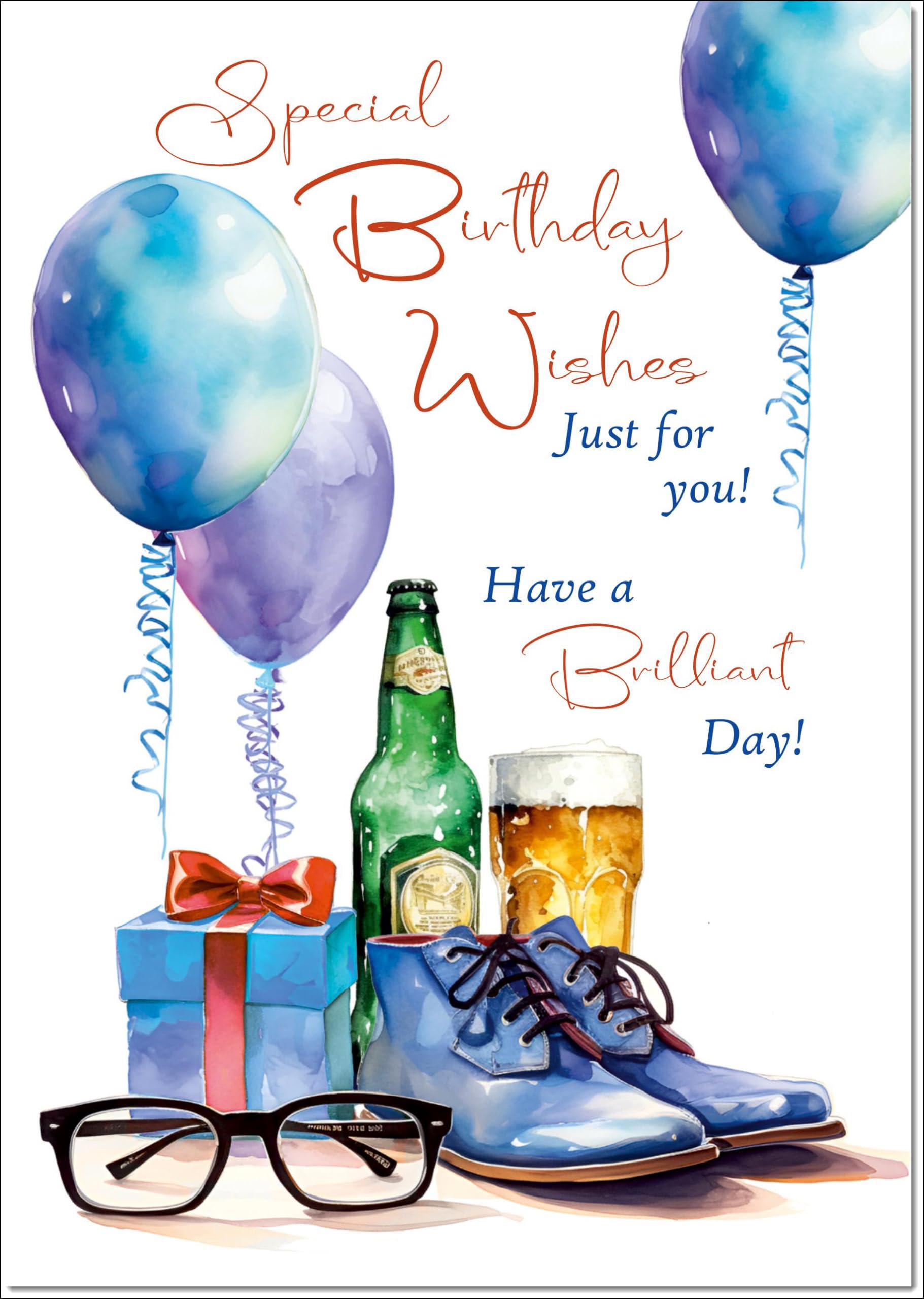 doodlecards Birthday Card for Him Balloons and Shoes Large A4 Size with Plain Envelope — image 1