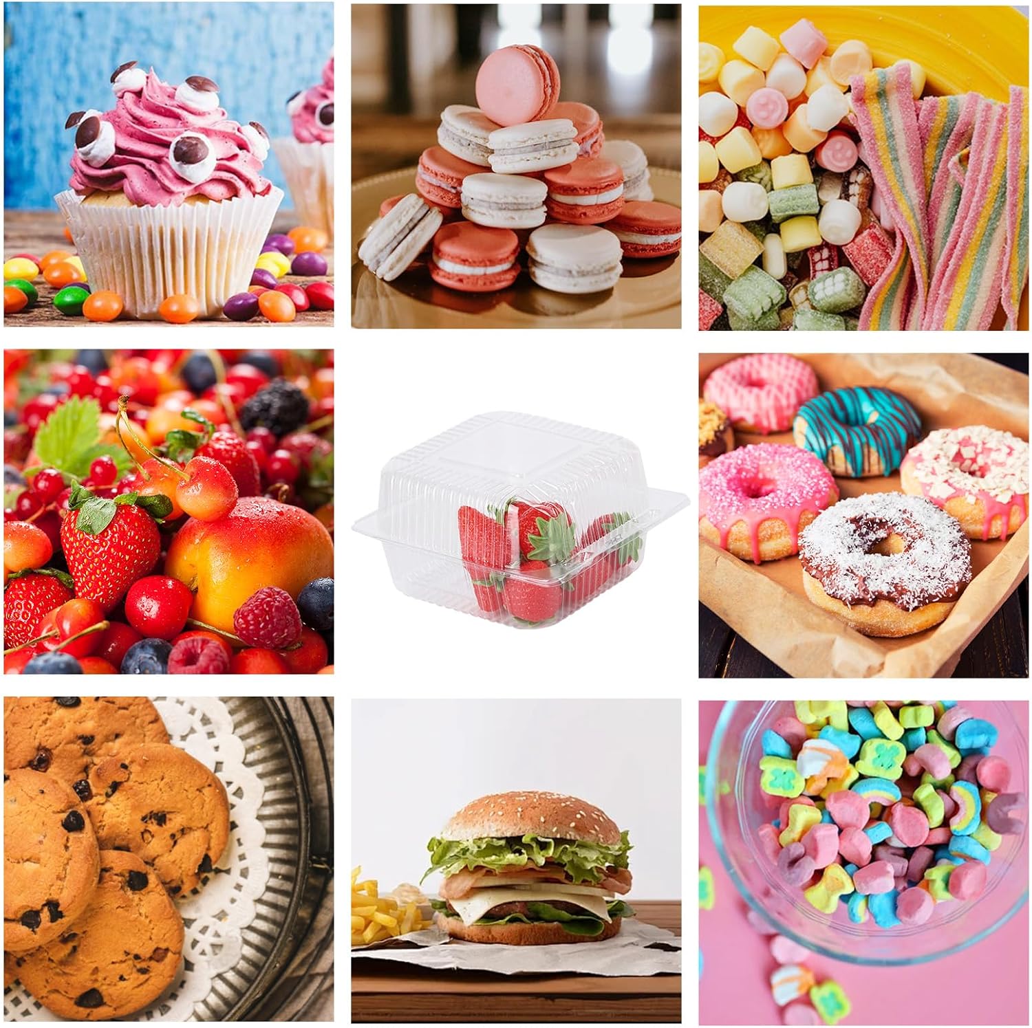 200 Pack Clear Plastic Containers with Lids for Food, Thickened Disposable Sandwich Containers Clamshell Take Out Boxes for Cake Slice, Dessert, Hamburger, Salad, Pastry, Fruits