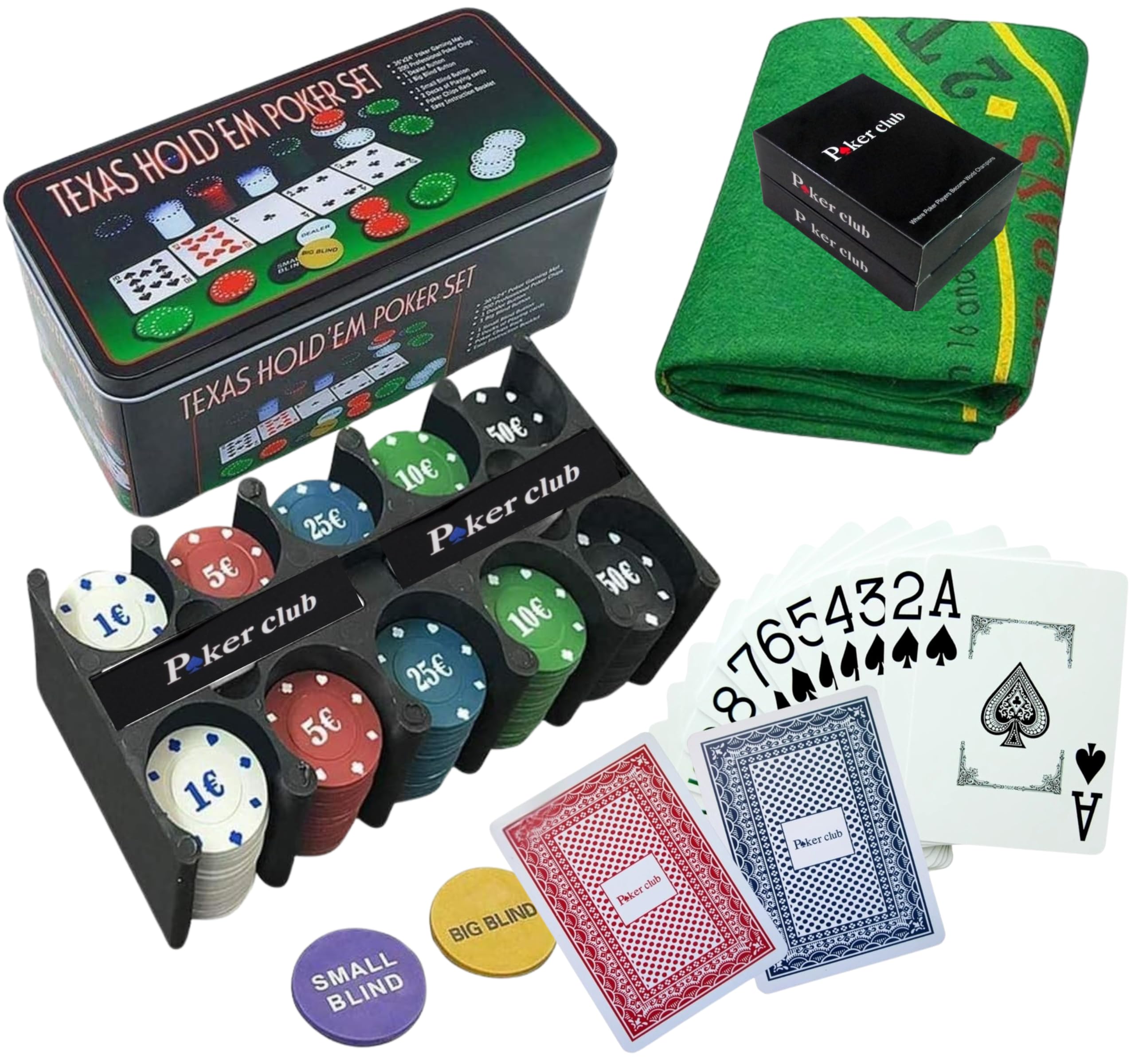 Jeu de Poker Kit Complet avec Tapis. Cartes de Poker Durables et Malette Poker. Devenez le Maître du Hasard avec ce Set de Poker de Luxe. Élégance dans Chaque Carte et Maîtrise dans Chaque Paris.