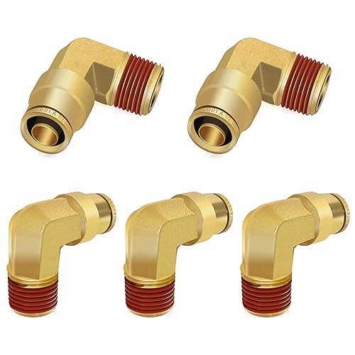 Codo de 12 "DOT latón empujar para conectar accesorios de línea de aire 5 piezas, tubo OD de 12 pulgada x 38 pulgadas NPT hilo línea de freno de