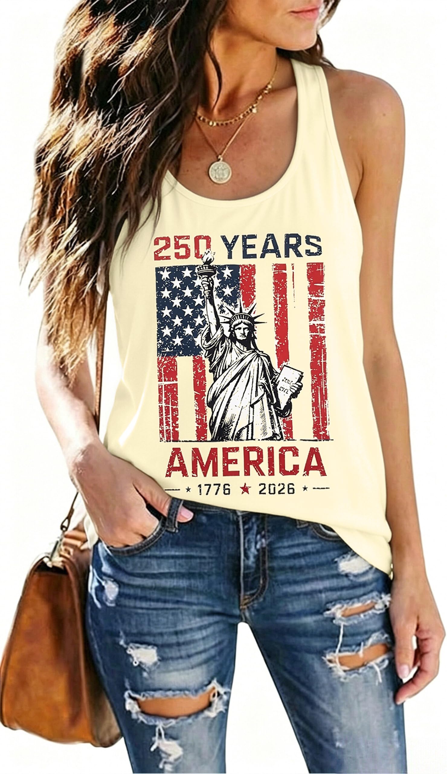 250 Anniversary USA Tank Top - 250th American Flag Shirts Statue of Liberty Sleeveless Tees 4. Juli Outfits