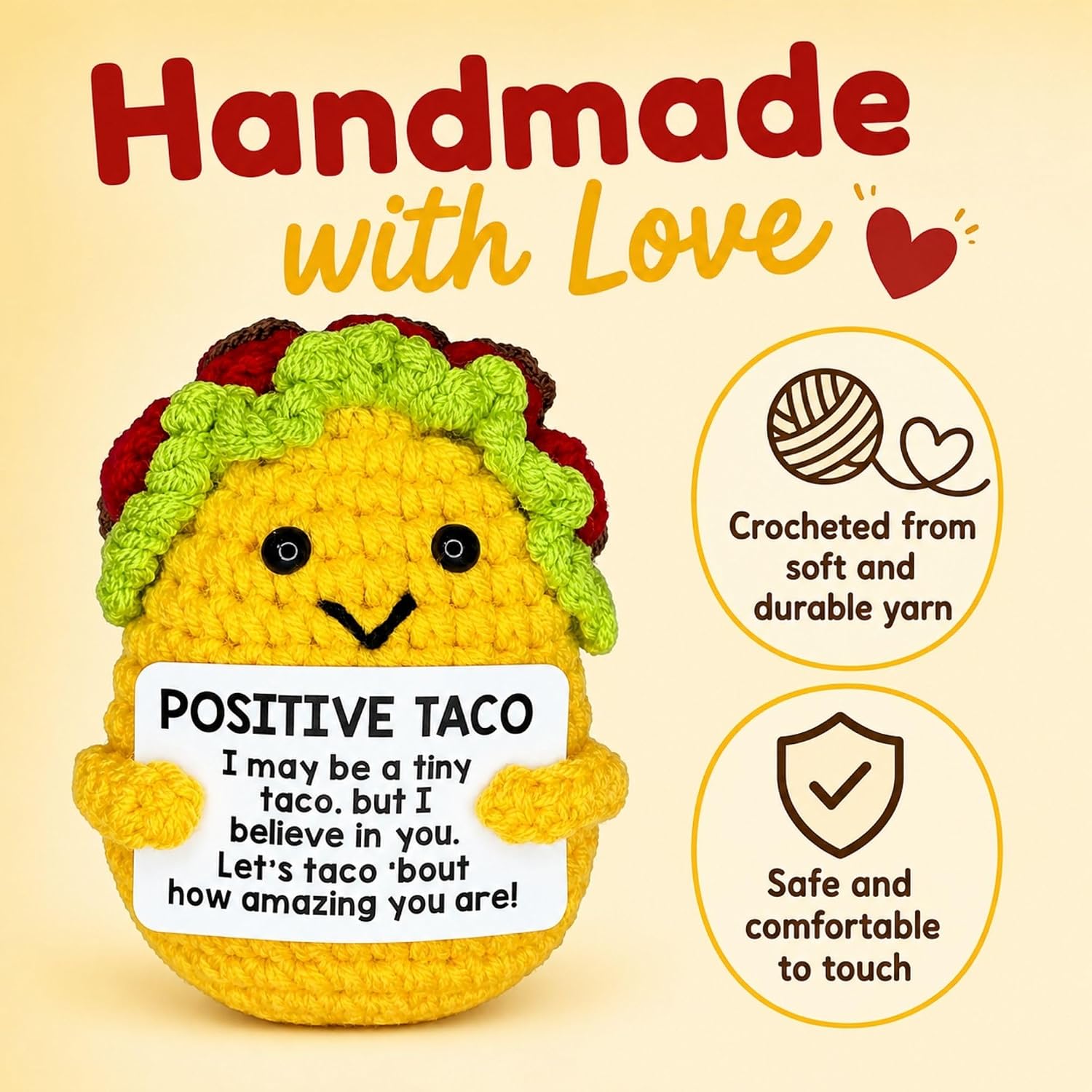 Positive Taco Emotional Support Crochet Desk Buddy Gift