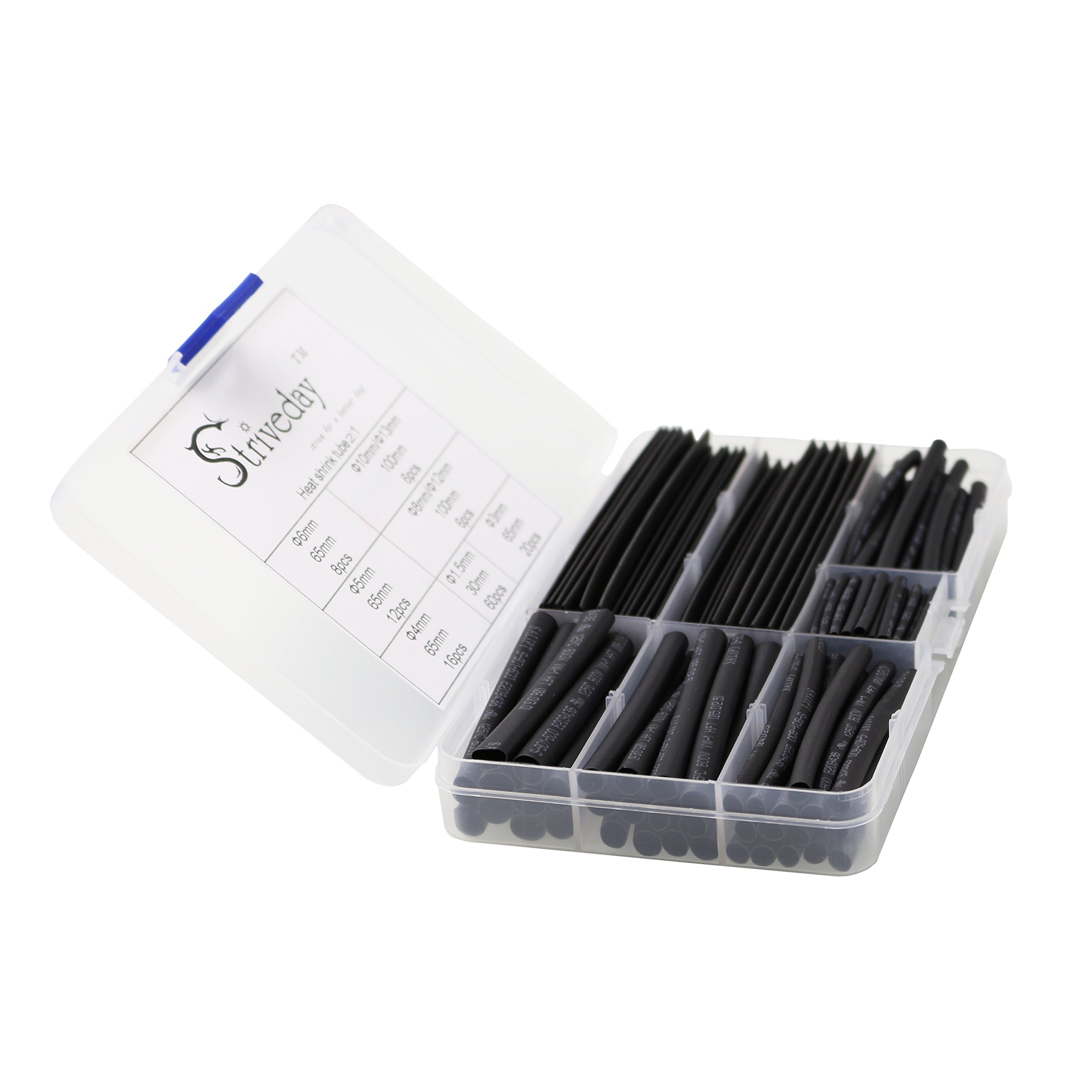 WoshilaoDS Kit De 140 Gaines Thermorétractables - 5 Couleurs, 7 Tailles, Rapport 2:1 - Isolation Électrique