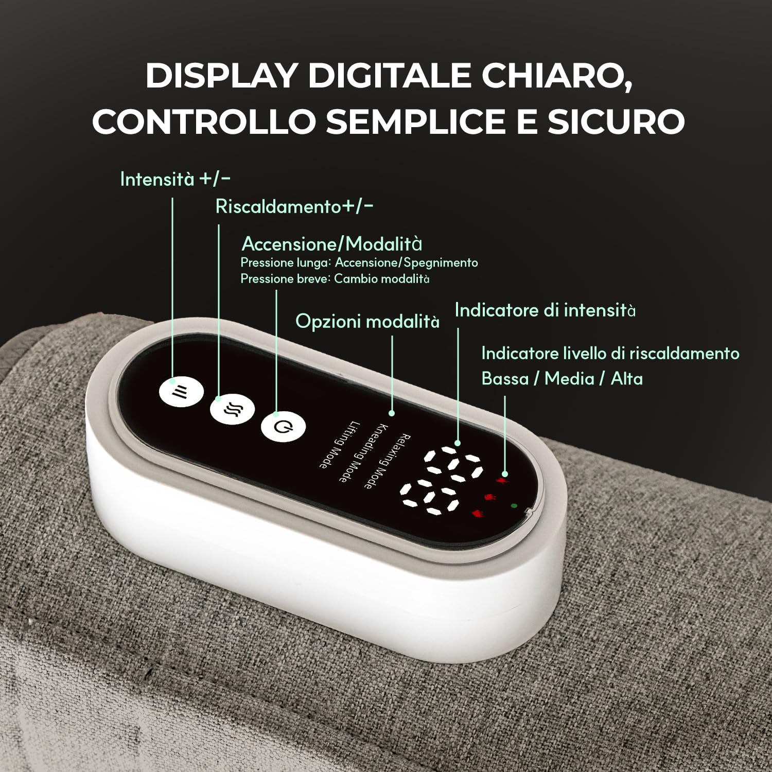 HubiCare - Massaggiatore per gambe con compressione dell'aria e calore, 3 livelli di intensità, ricaricabile USB-C, silenzioso, massaggiatore per polpacci per rilassamento e circolazione sanguigna