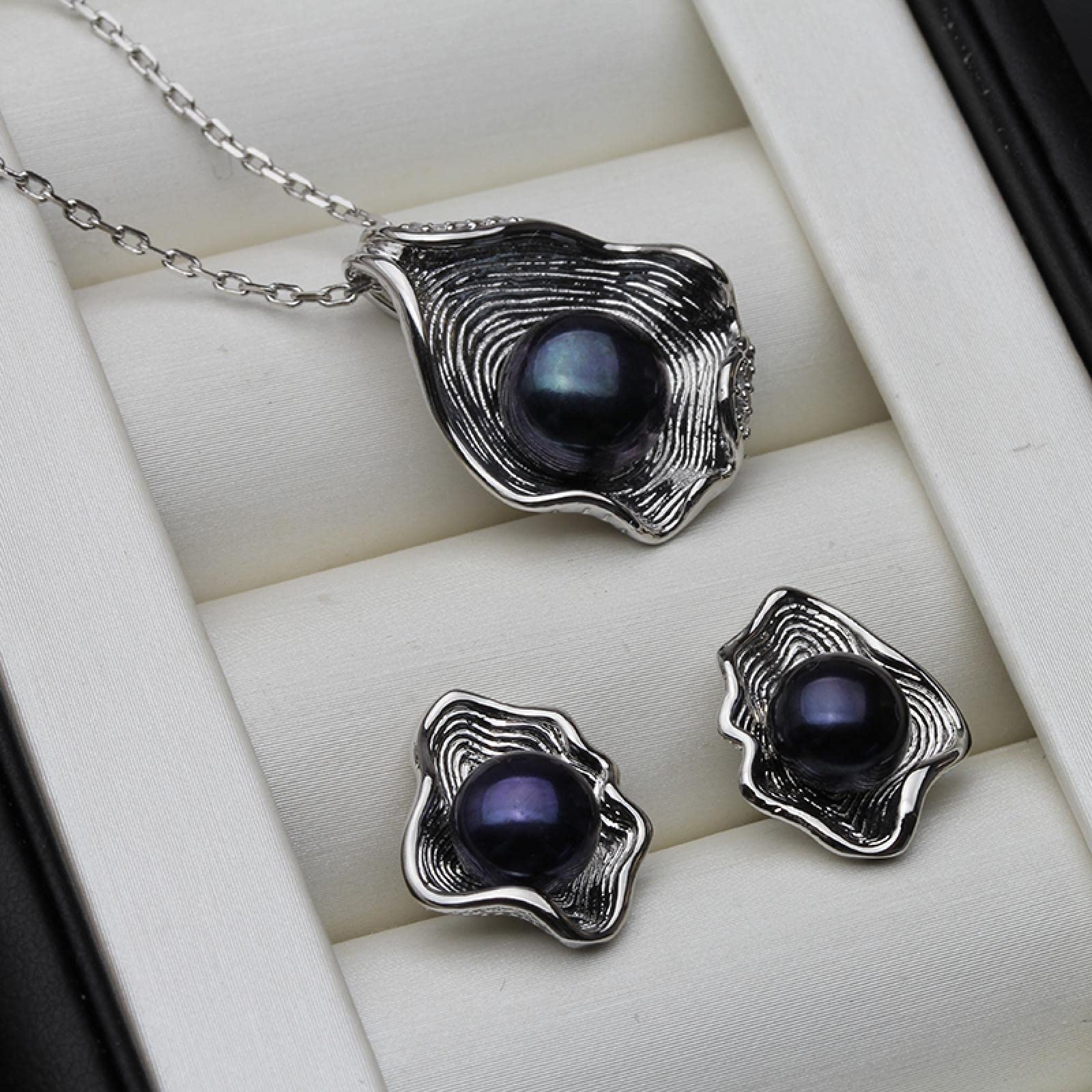 Perlenohrringe Damen Ohrringe Ohrstecker Schmuck Mädchen Geschenke Ohrhänger Trendige Süßwasser Natürliche Perle Halskette Und Ohrring Set Für Frauen Schöne Muschel Anhänger Schmuck Ju