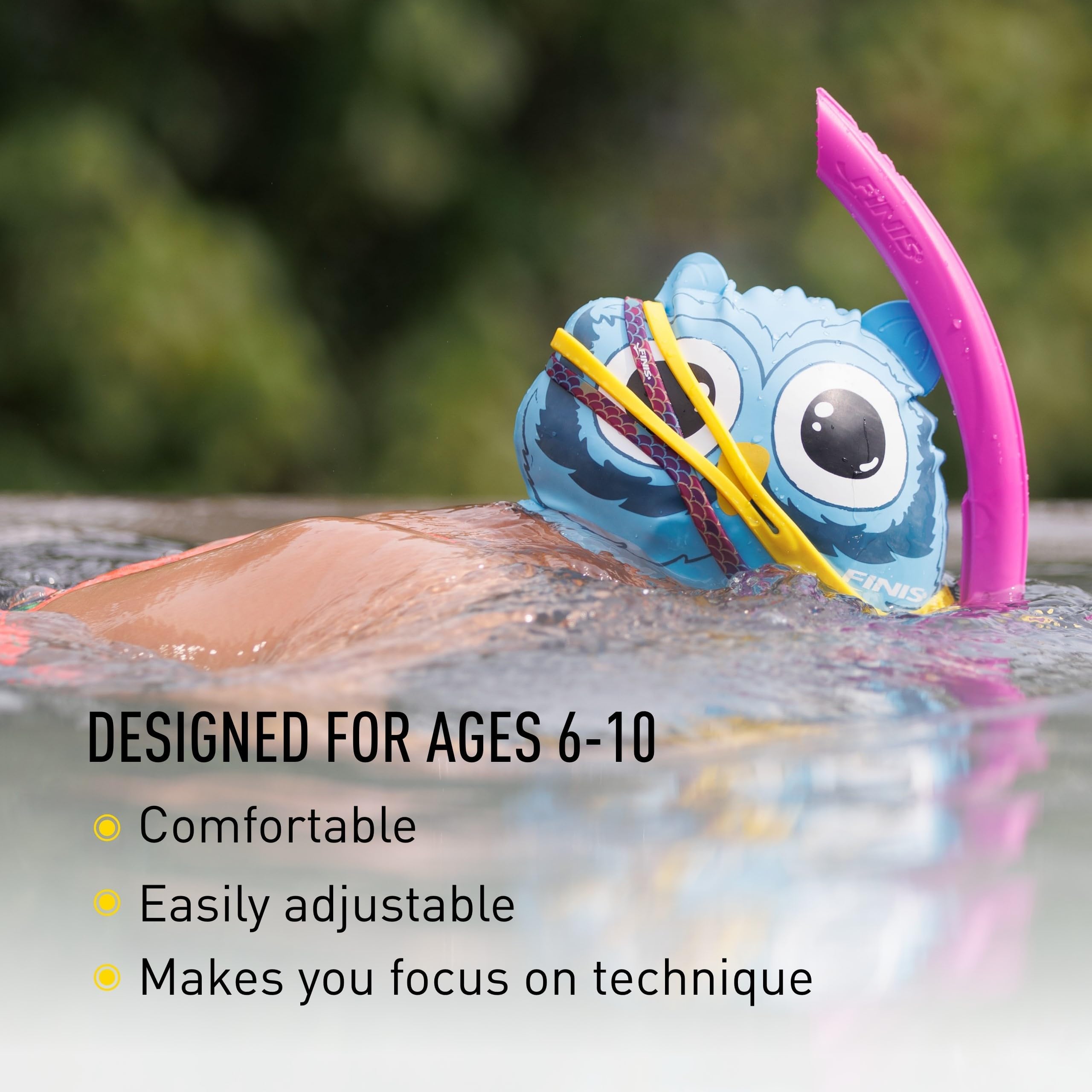 FINIS Stability Snorkel Jr, for Ages 6-10, Swim Training Snorkel with Head Strap, Shorter Tube & Small Mouthpiece - Image 3