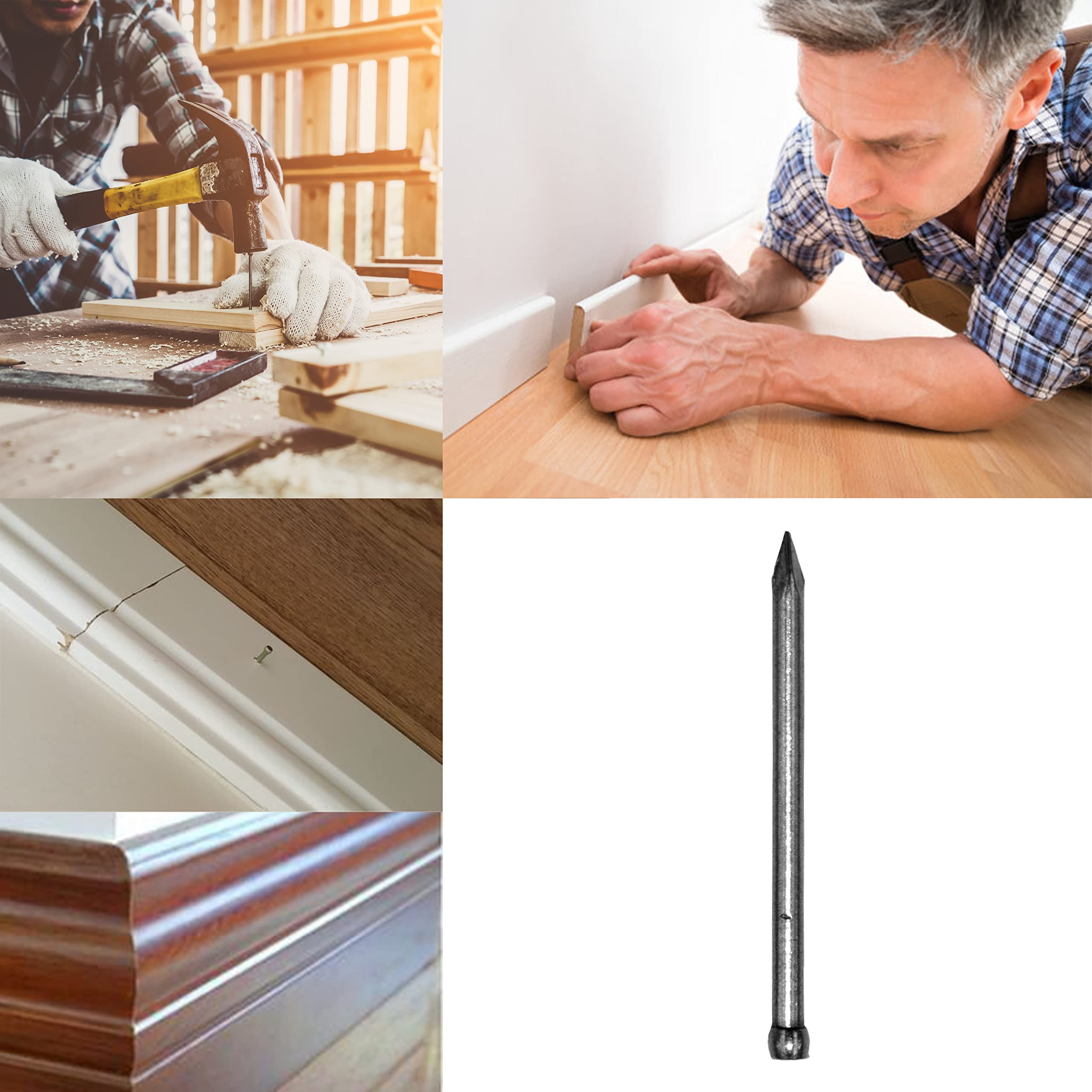 OMOTOOL Hardware Set di assortimento chiodi in acciaio al carbonio (100 pezzi), chiodi zincati per appendere quadri e lavorazione del legno, chiodi in acciaio per calcestruzzo per battiscopa e