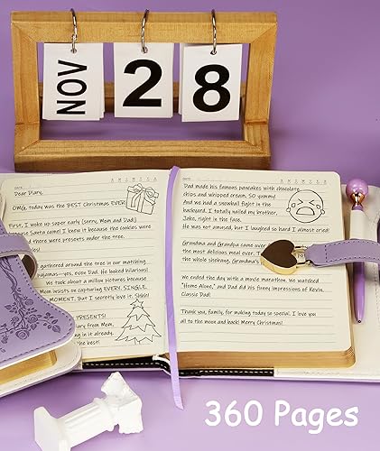 Miniatura 6 de Agenda con candado y llaves para niñas, ideas de regalo para niñas, diario de 360 páginas con bordes dorados para mujeres, cuaderno recargable B6