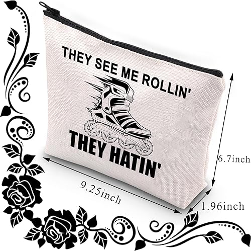 Miniatura 2 de BDPWSS Bolsa de maquillaje para patinadora, regalo de patinaje sobre ruedas, regalo para patinadora artística, Ellos me ven Rollin' They Hatin'
