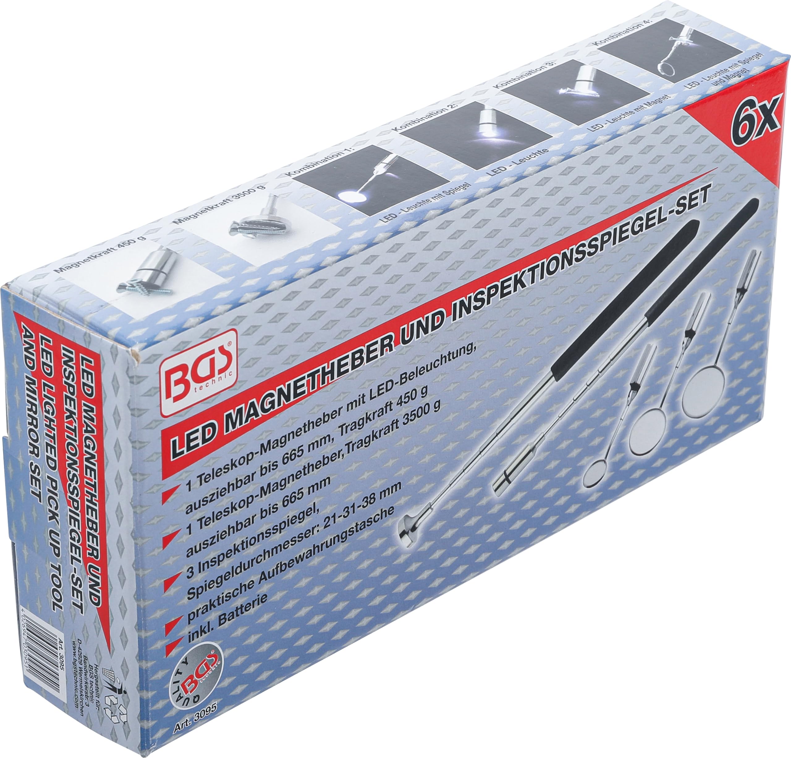 BGS 3095 | LED-Magnetheber- und Inspektionsspiegel-Satz