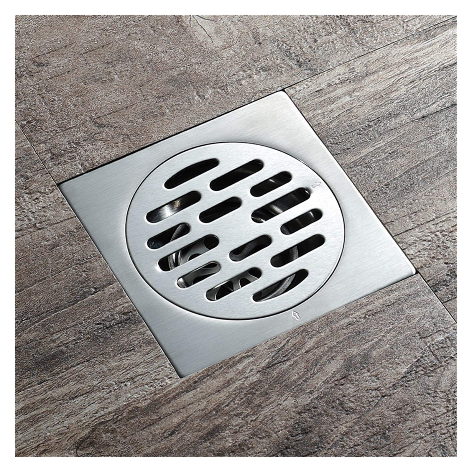 Desagüe del Suelo Insertar baldosas de planta cuadrada, de residuos rejillas de los desagües del piso de drenaje de residuos de drenaje cubierta del tamiz de acero inoxidable ( Color : Brass Y85803 )