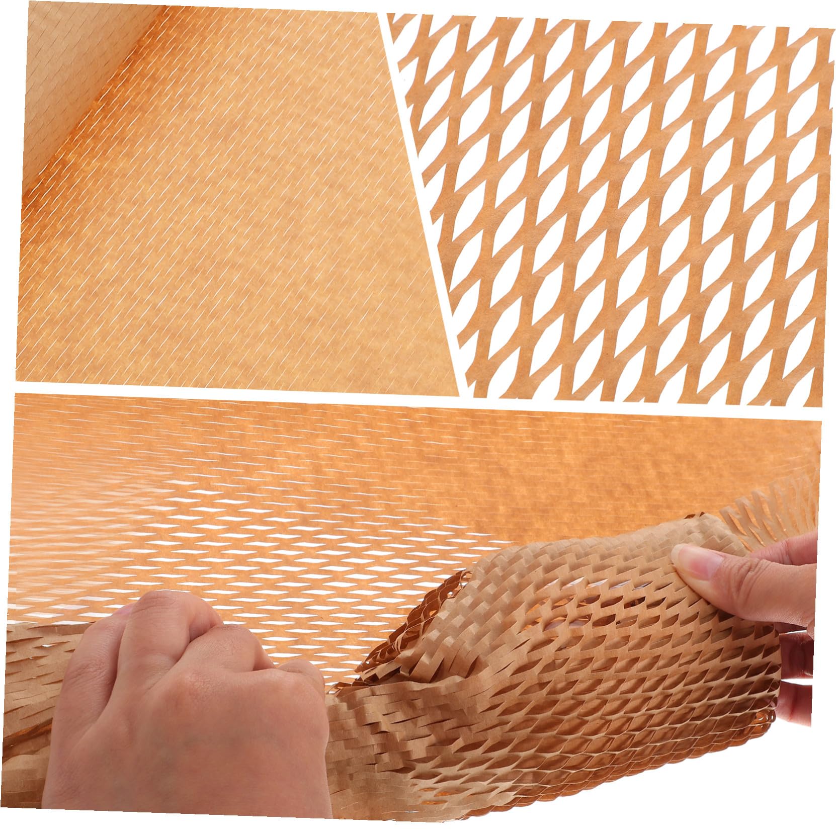 Papier de Remplissage en Nid D'abeille 1 Rouleau Kraft Pliable Robuste | Emballage pour Assiettes et Vaisselle, Usage Colis, Format Rouleau Unique