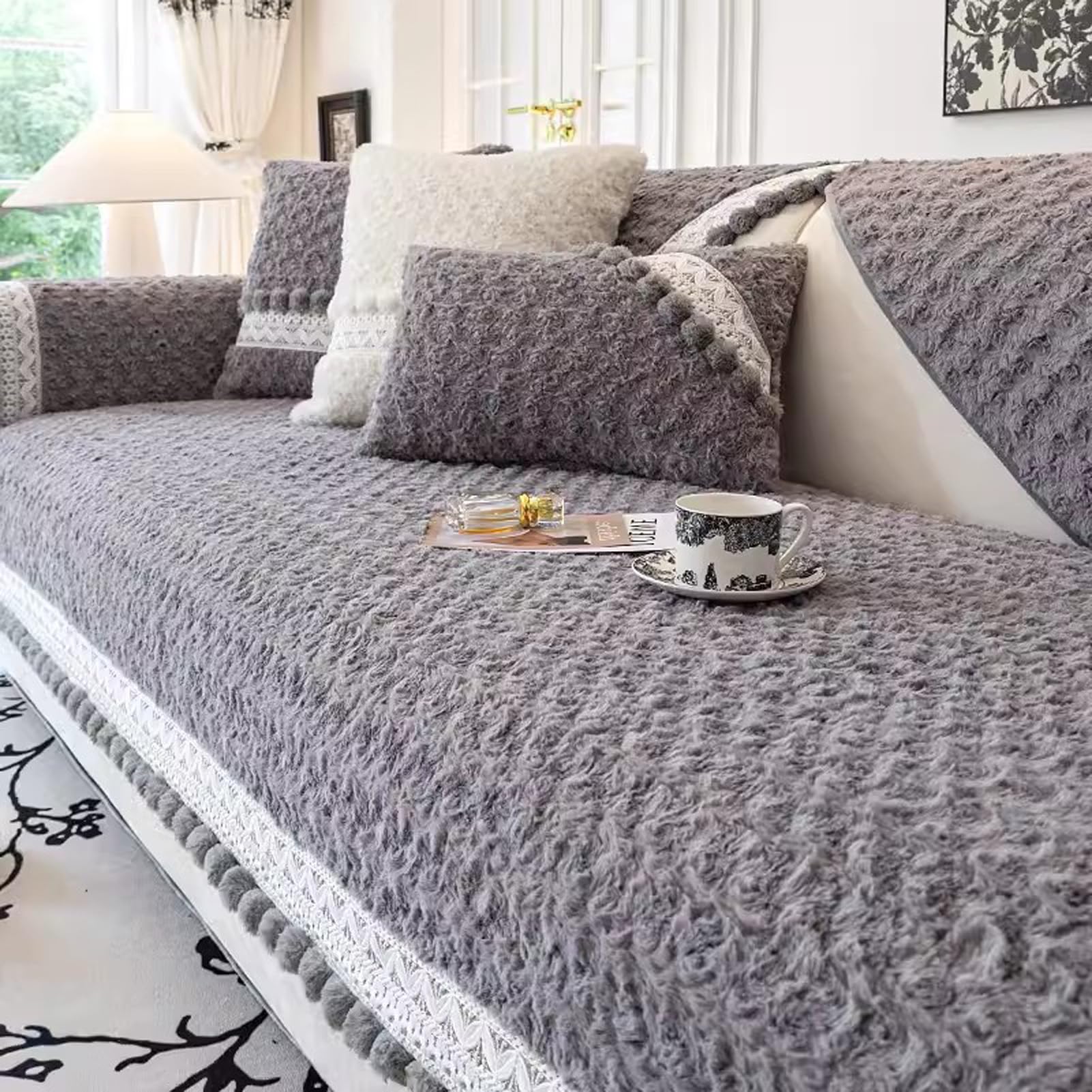 Housse canapé d'angle antidérapante pour bloquer les glissements sur le tissu